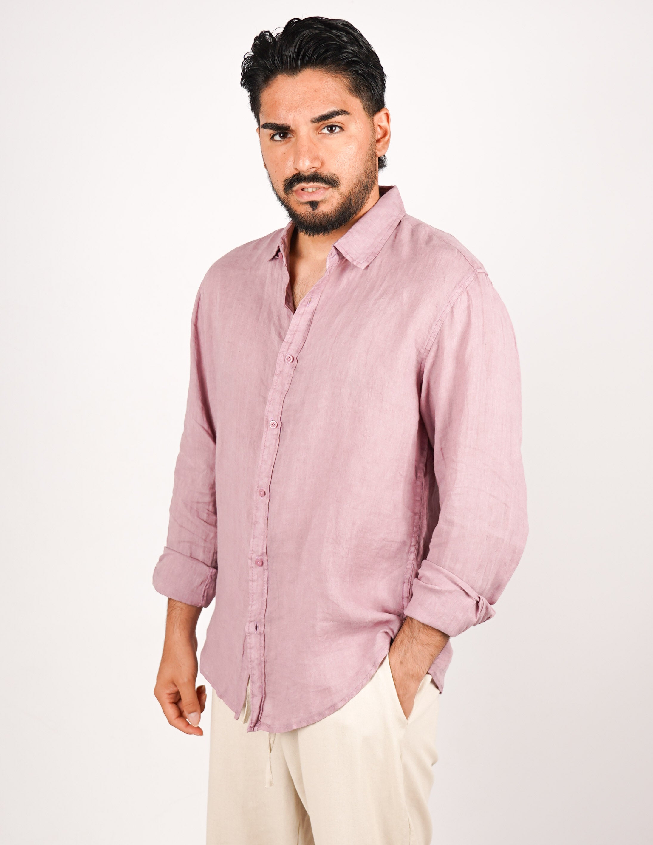 camicia uomo profumata in lino collo classico