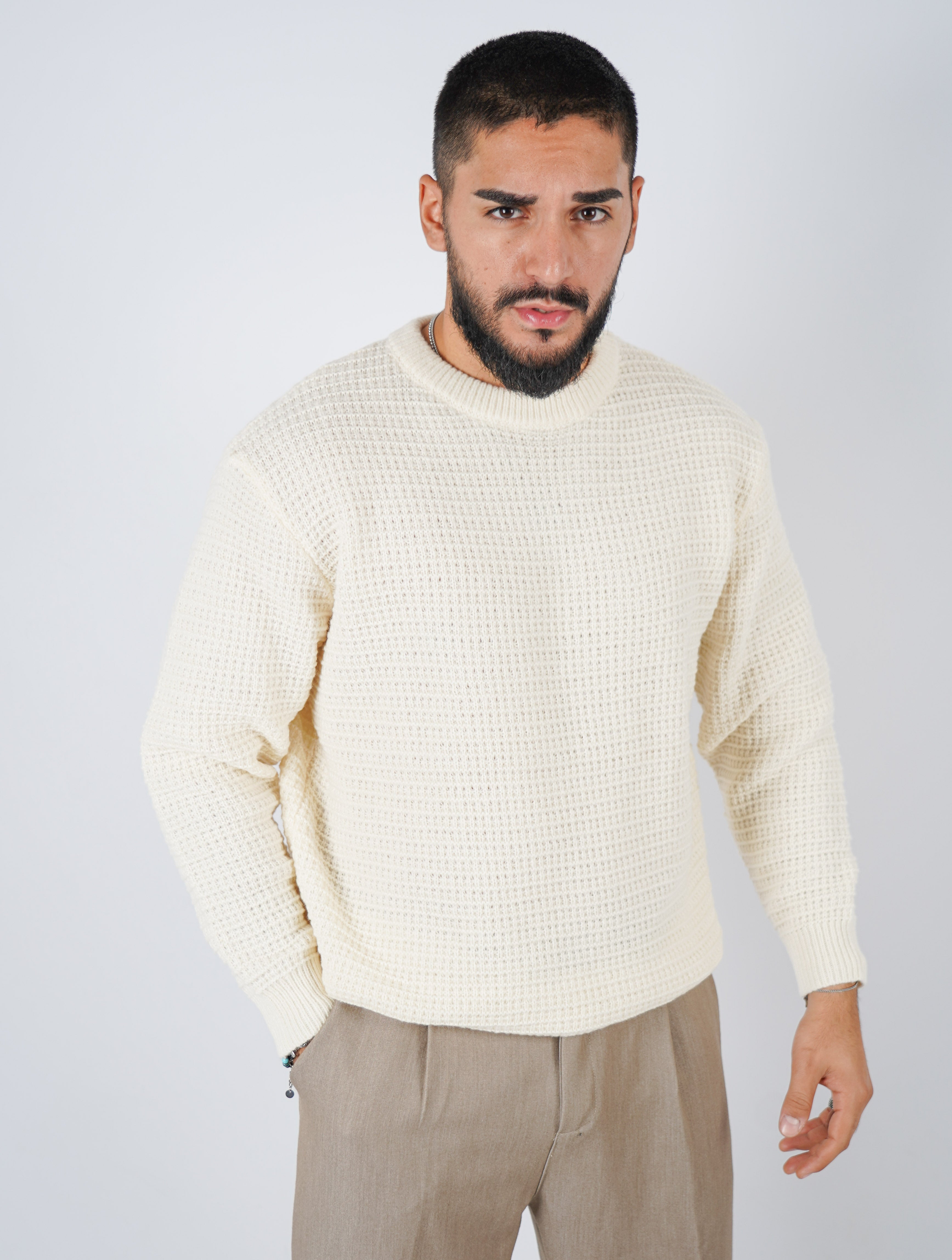 Maglione girocollo in lana pesante