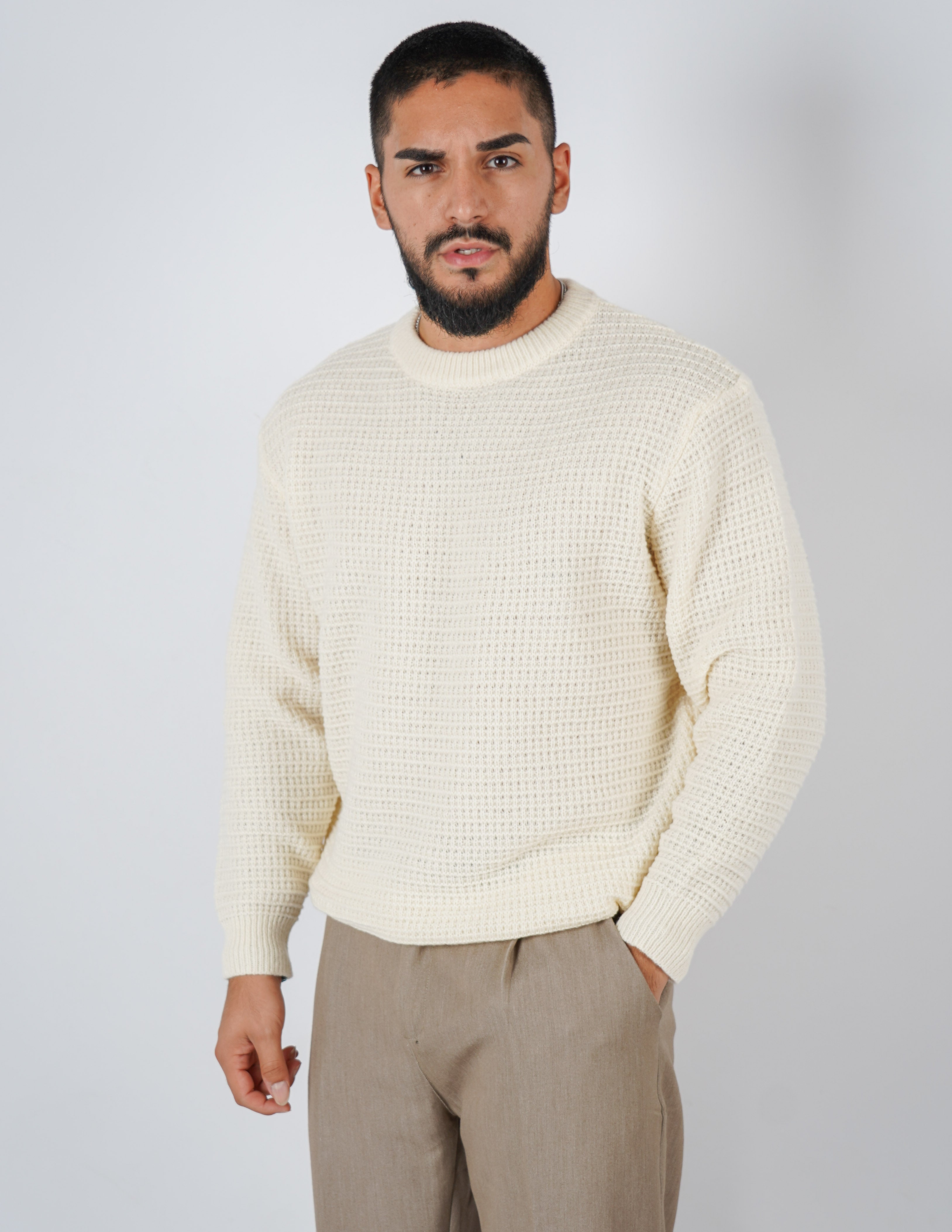 Maglione girocollo in lana pesante