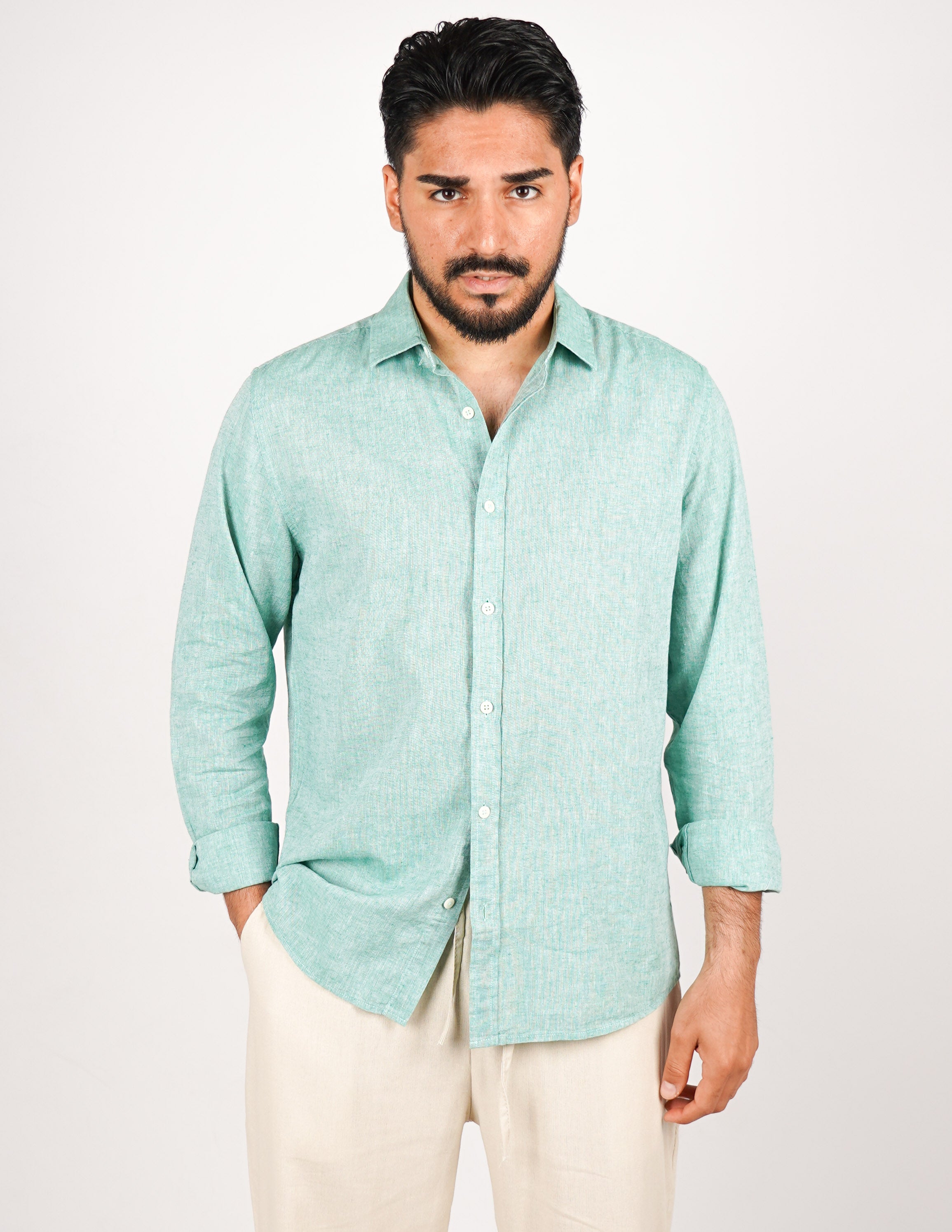 camicia uomo profumata in lino collo classico