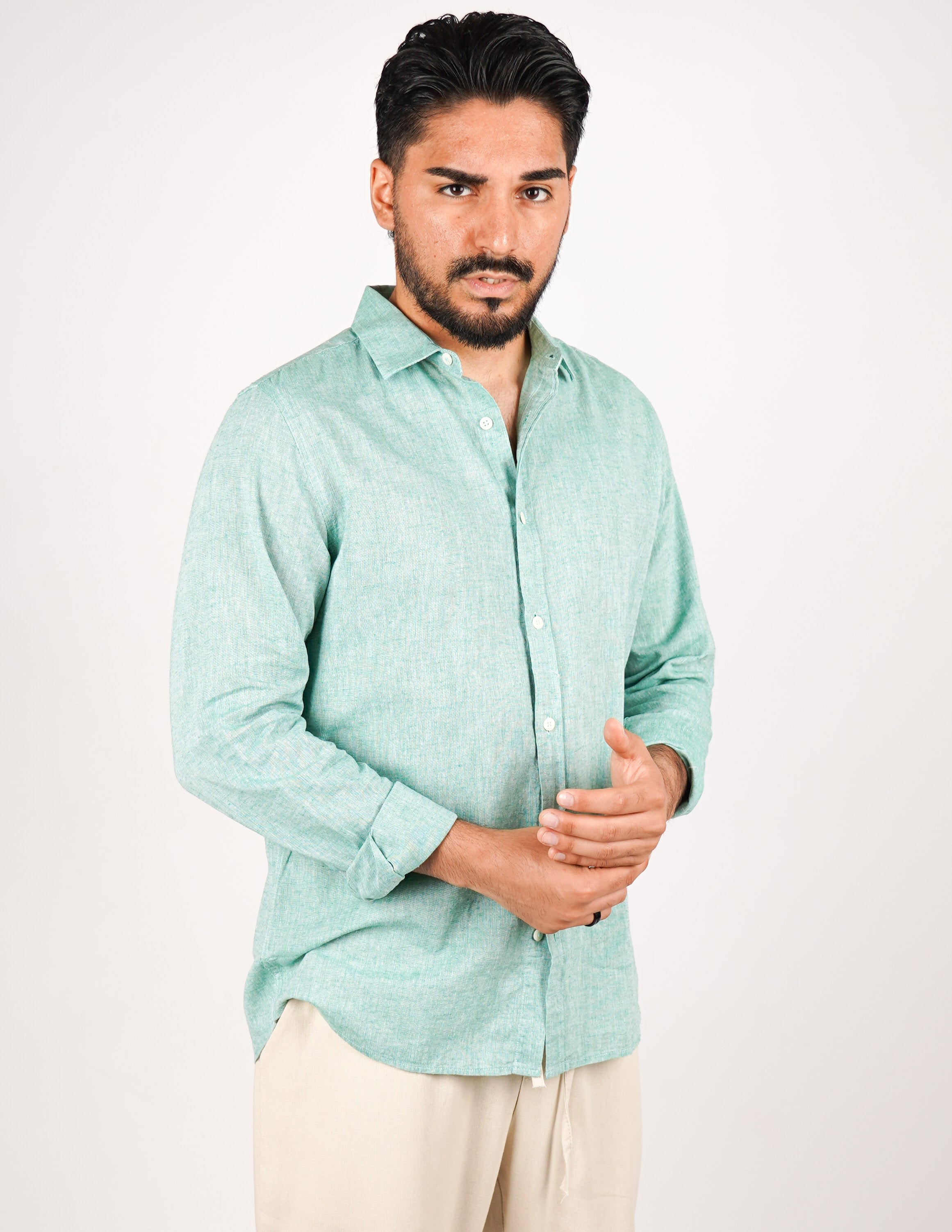 camicia uomo profumata in lino collo classico