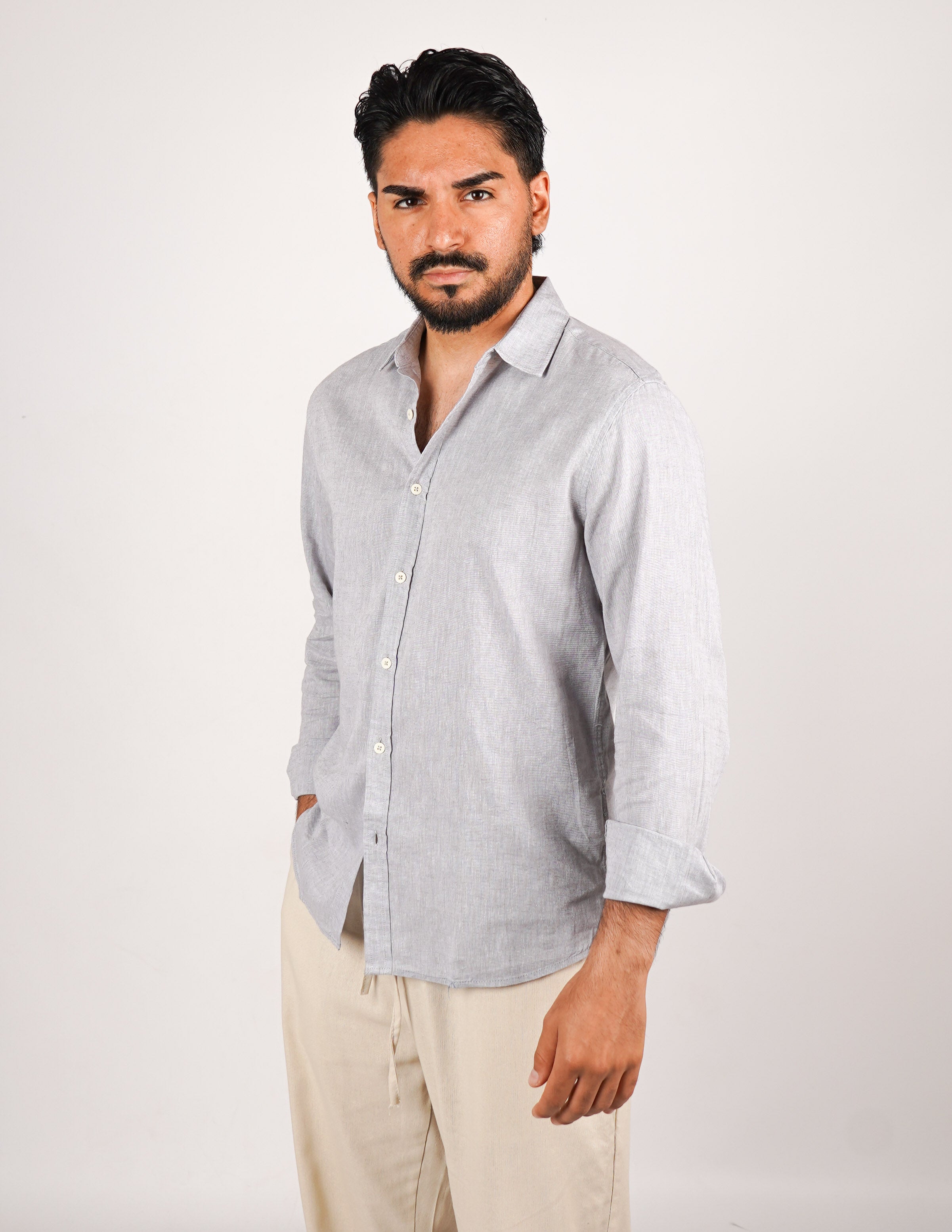 camicia uomo profumata in lino collo classico