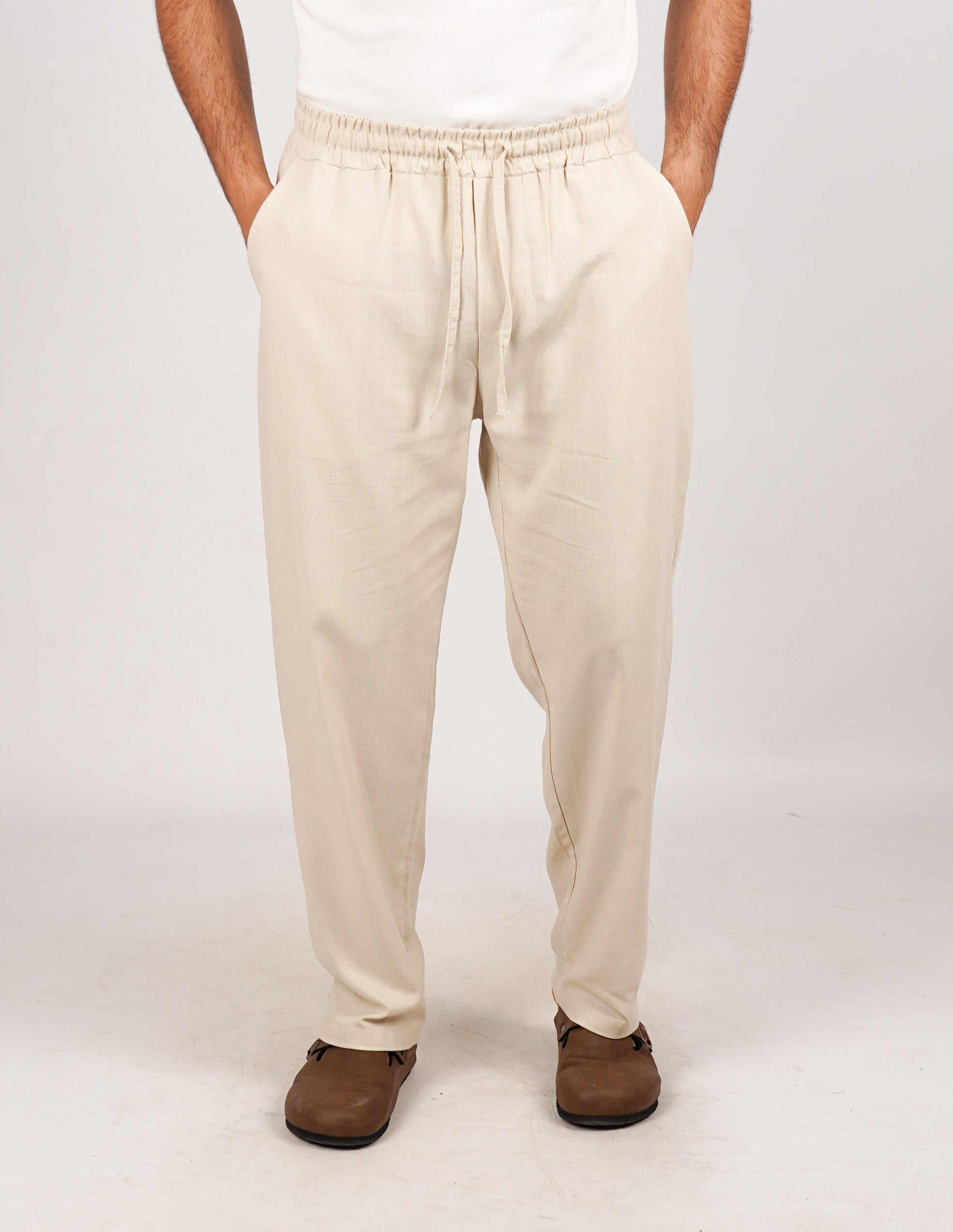 Pantalone con elastico lino