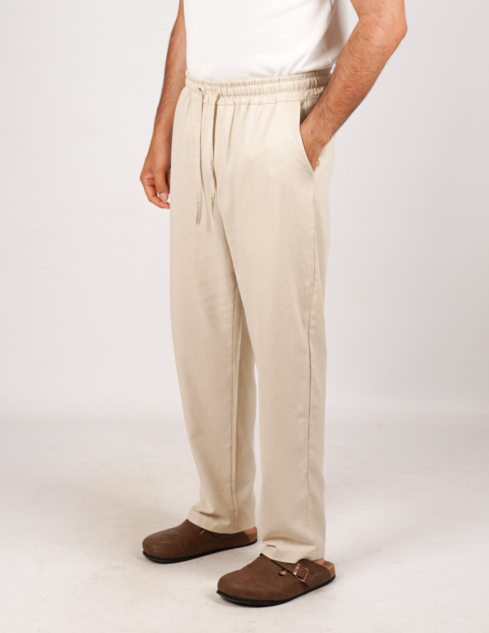 Pantalone con elastico lino
