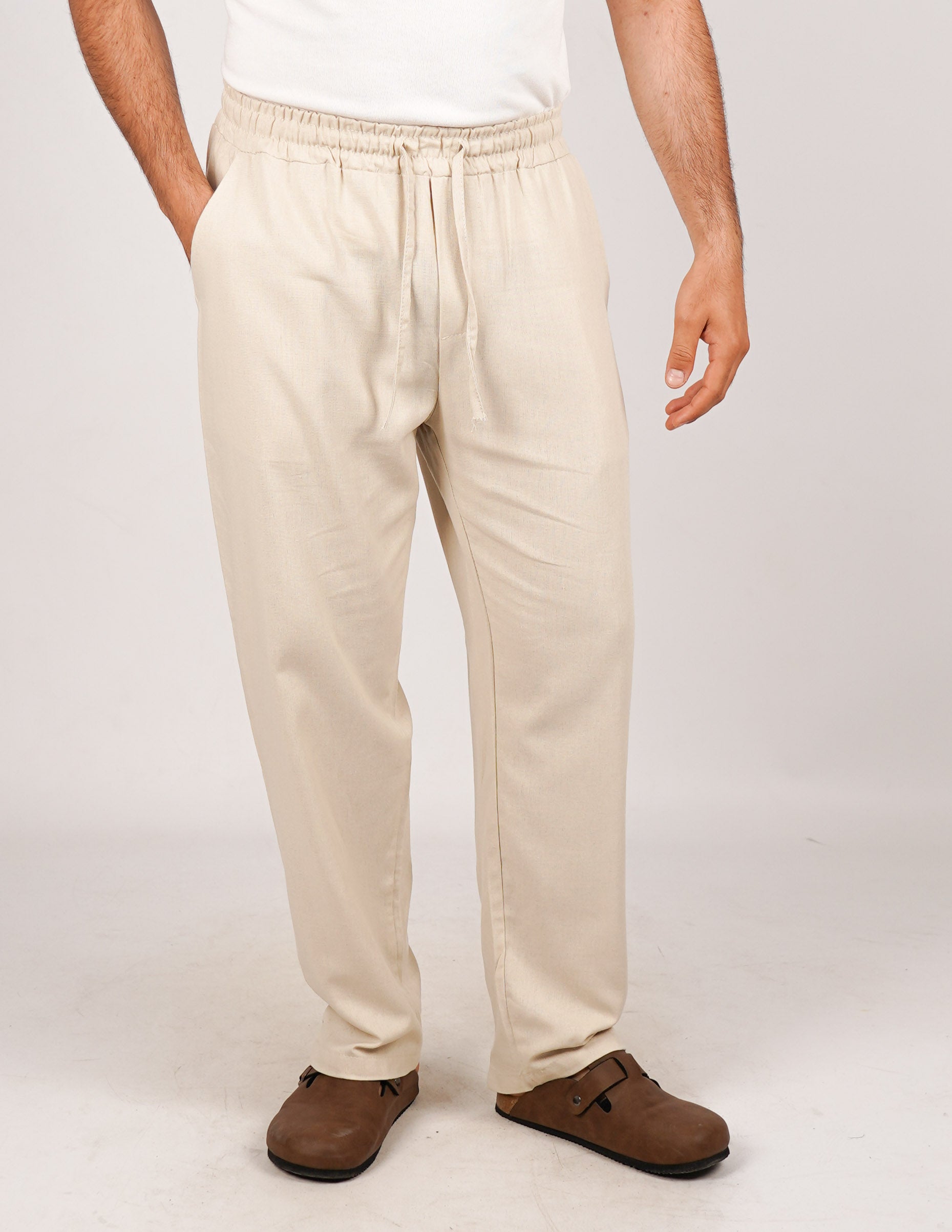 Pantalone con elastico lino