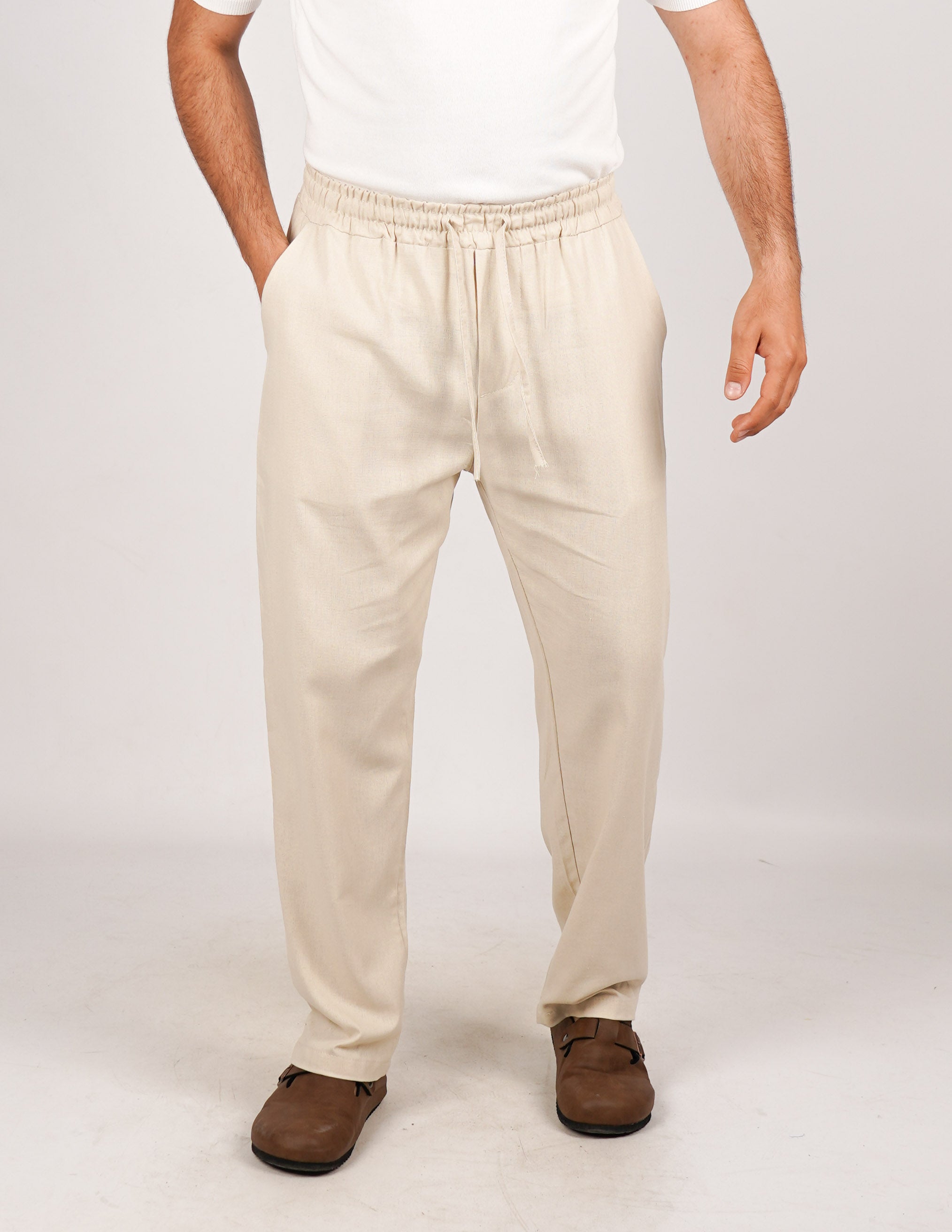 Pantalone con elastico lino