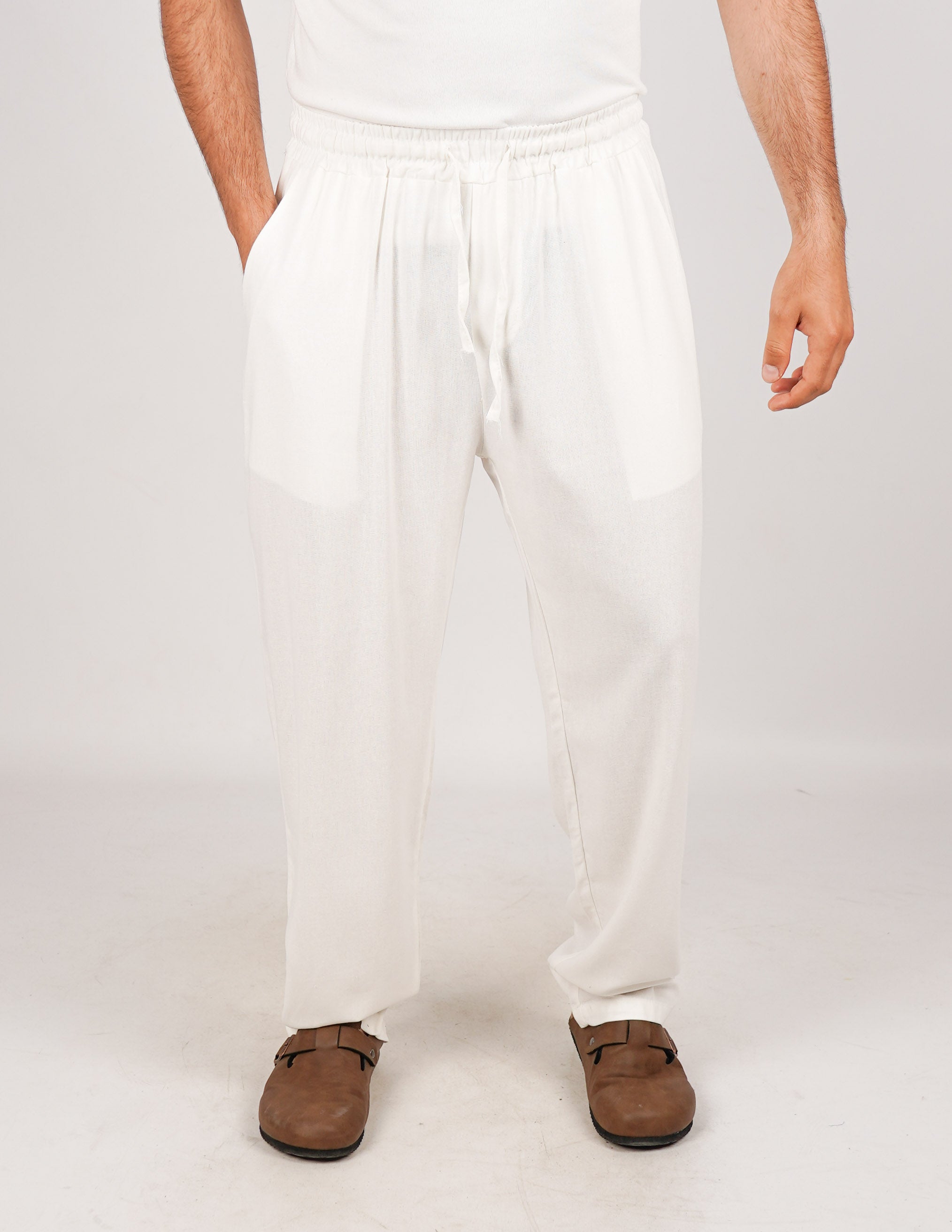Pantalone con elastico lino