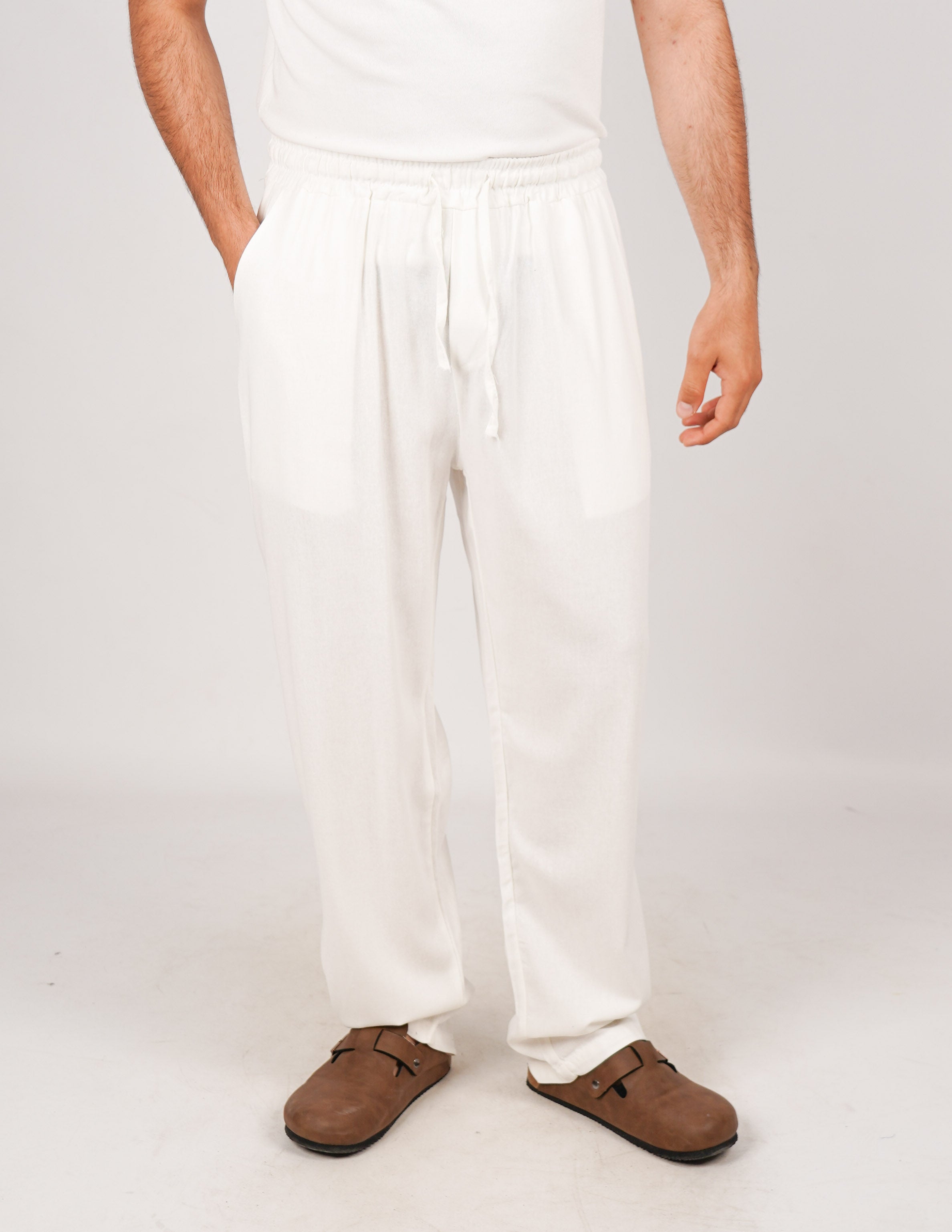 Pantalone con elastico lino