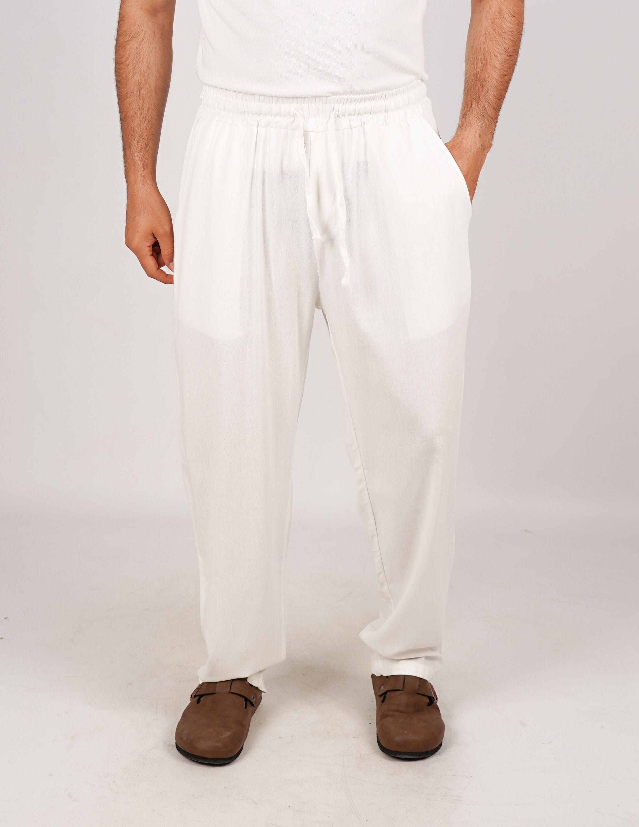 Pantalone con elastico lino