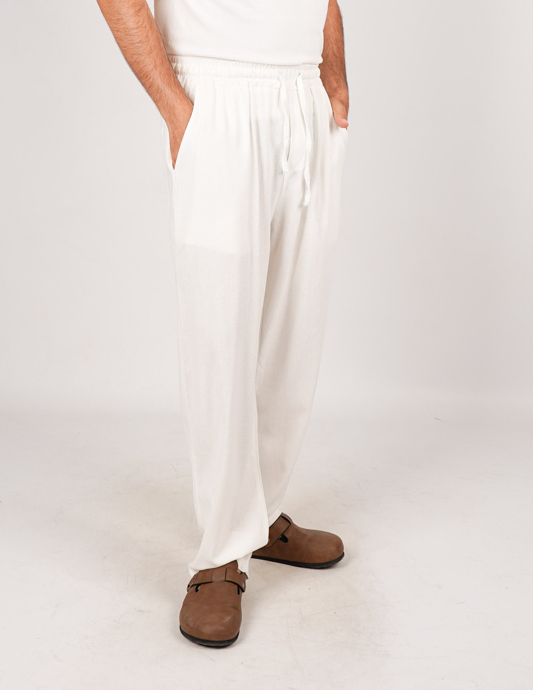 Pantalone con elastico lino