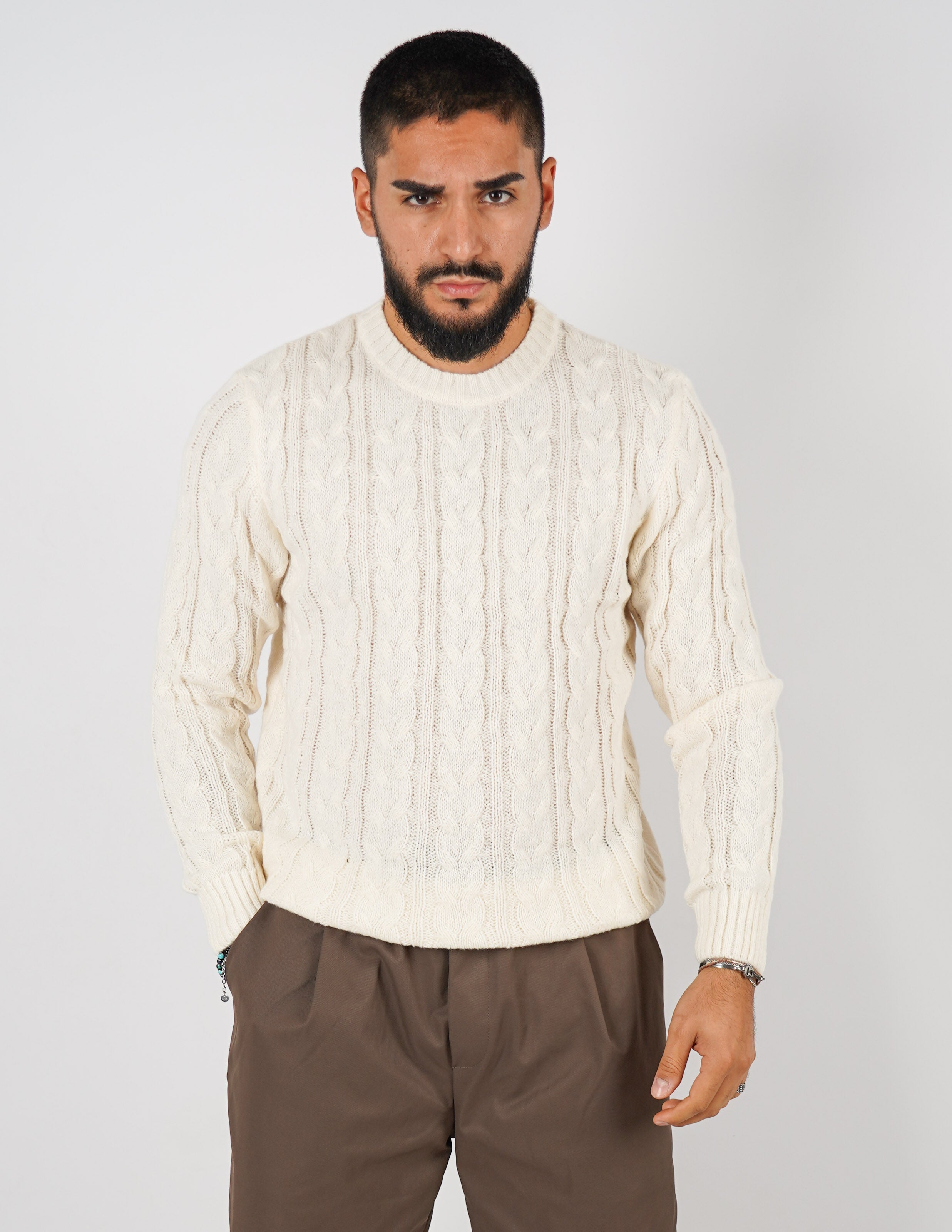 Maglione manica lunga intrecciato