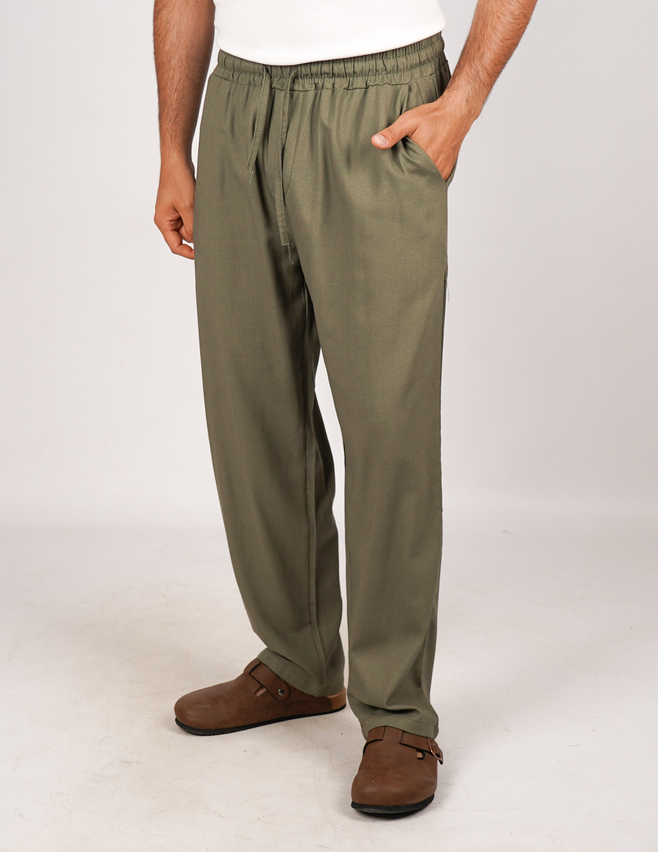 Pantalone con elastico lino