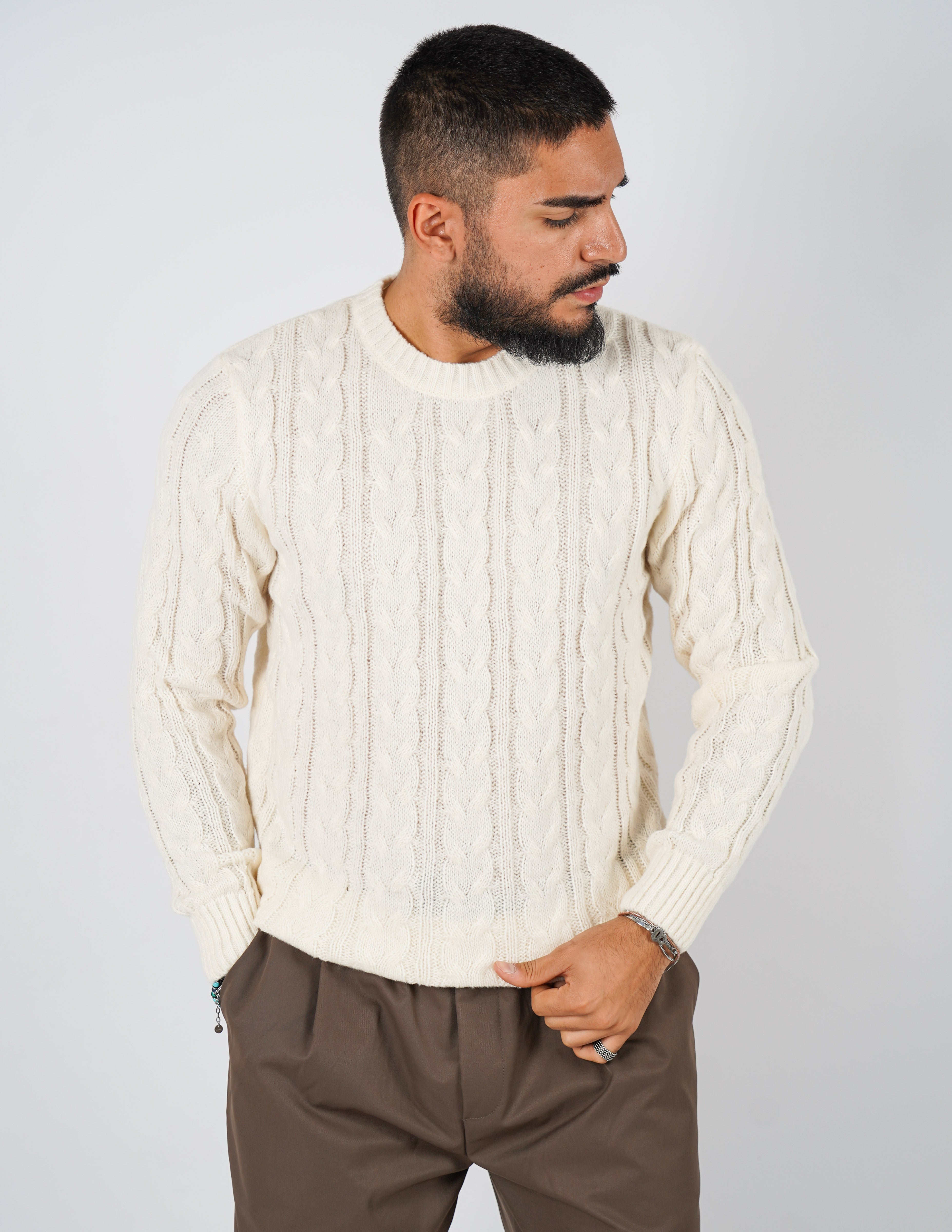 Maglione manica lunga intrecciato