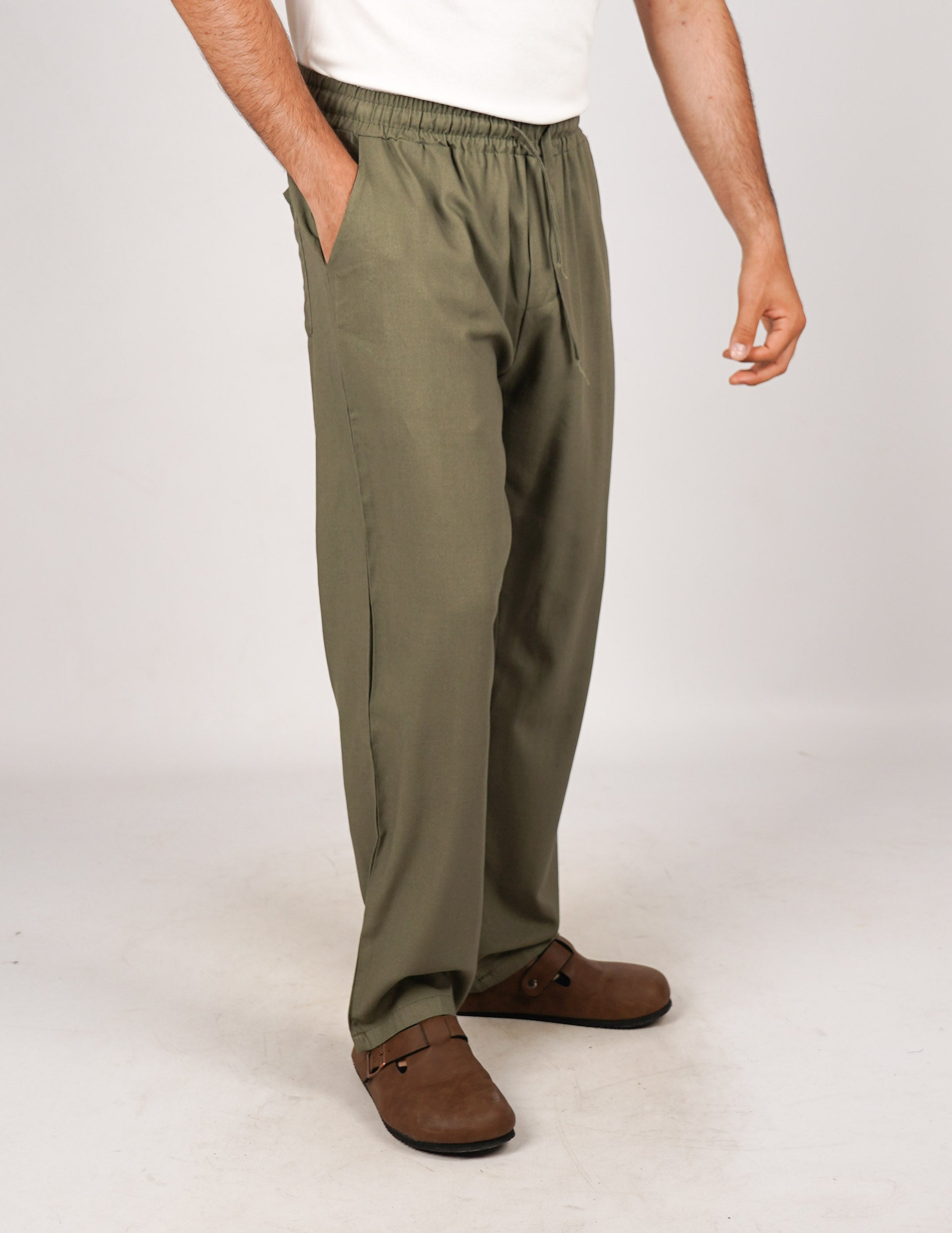 Pantalone con elastico lino