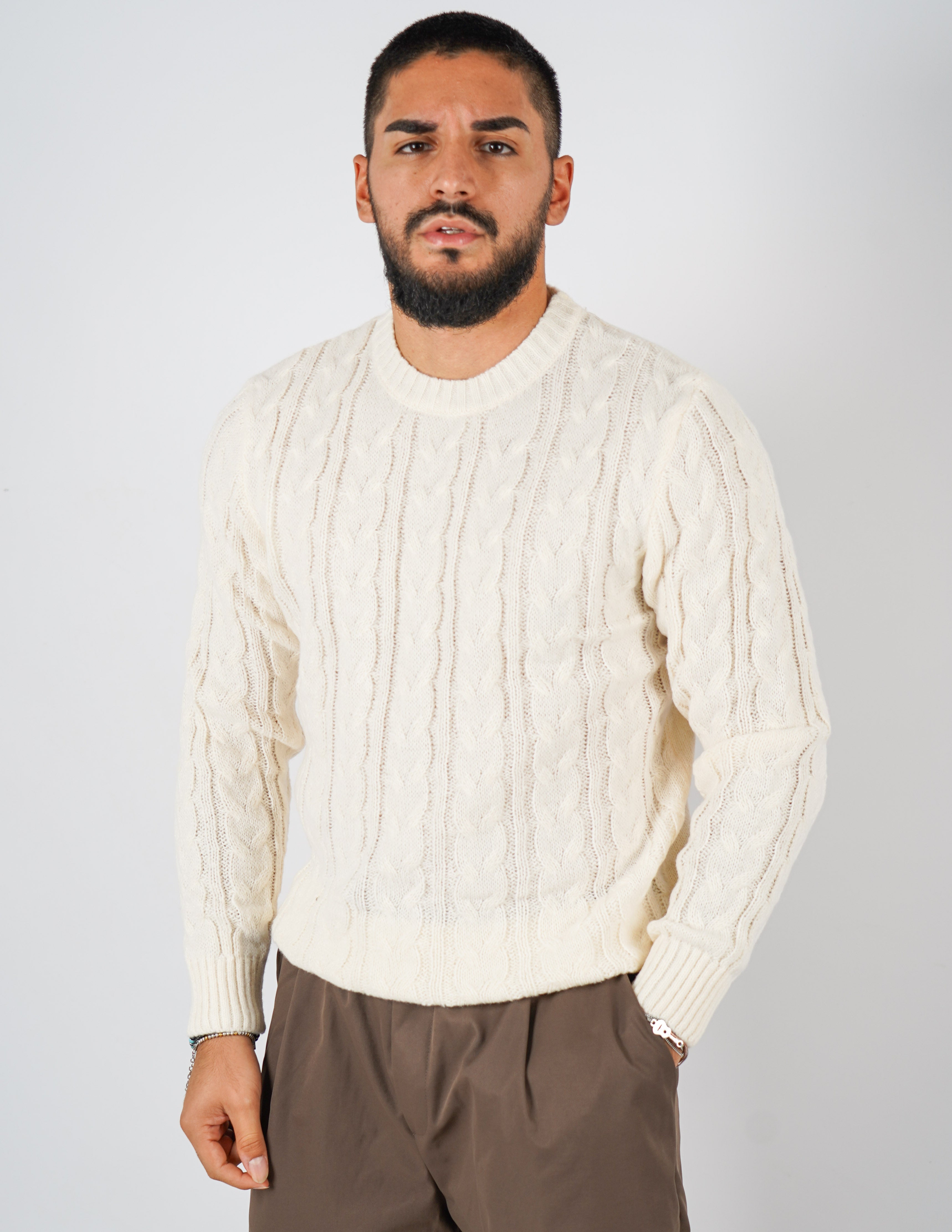 Maglione manica lunga intrecciato