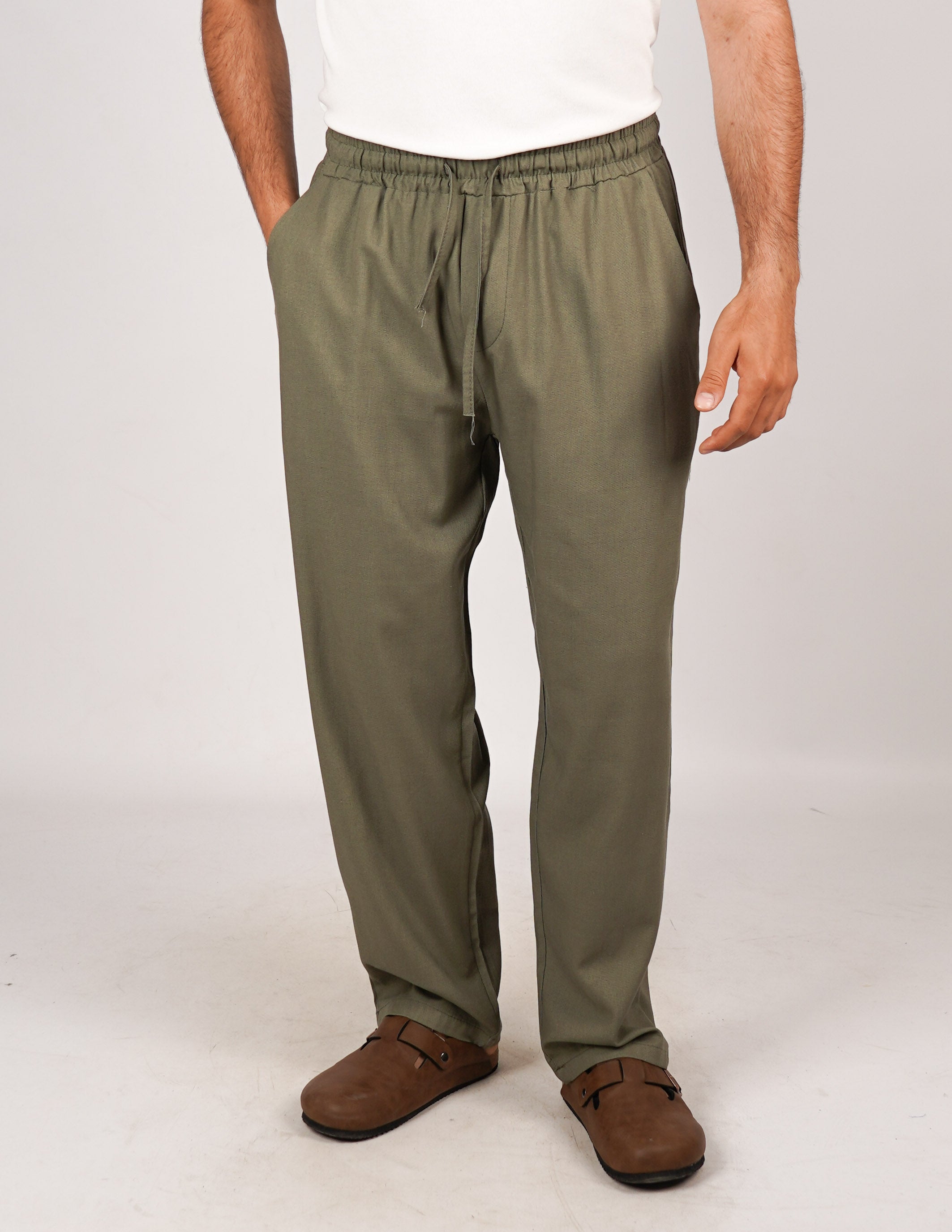 Pantalone con elastico lino