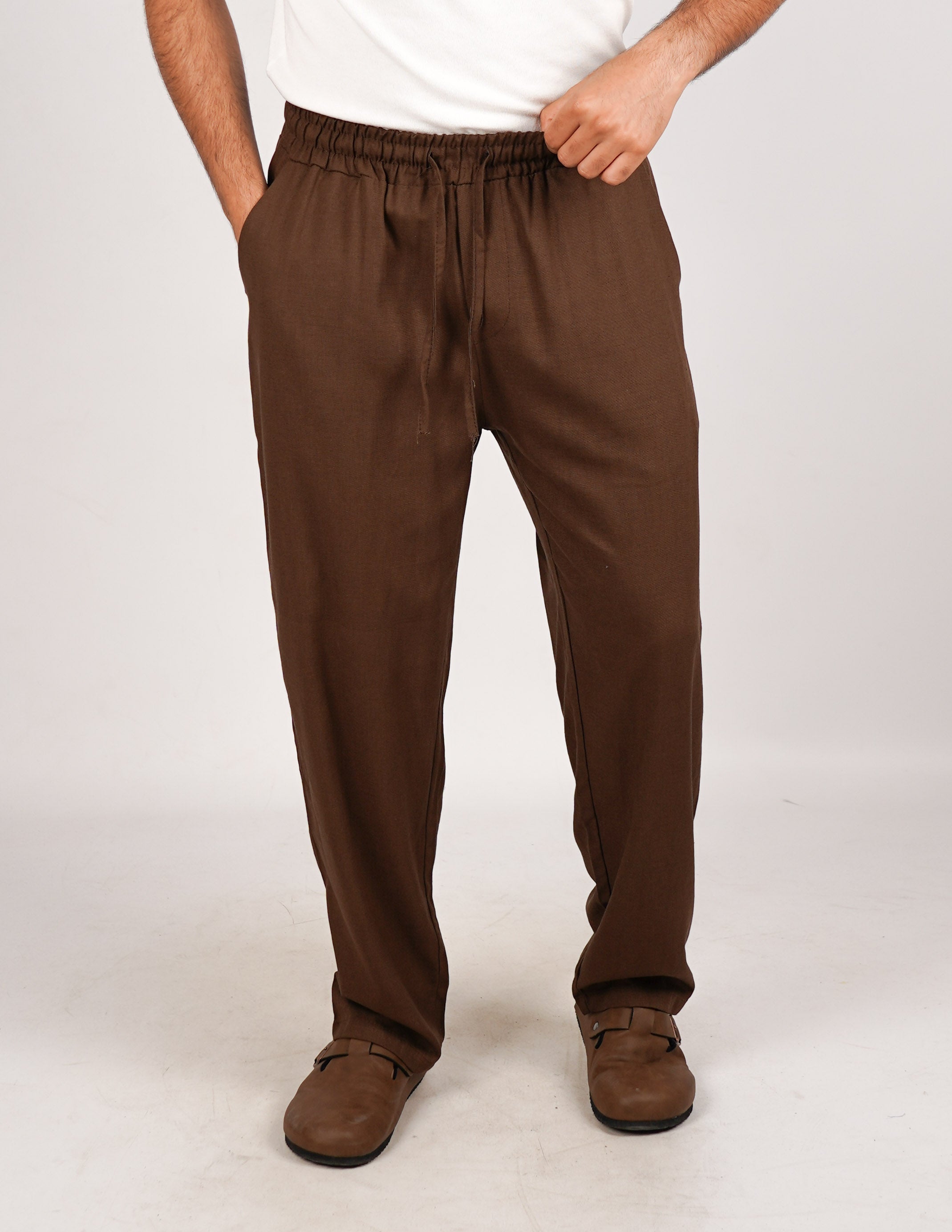 Pantalone con elastico lino