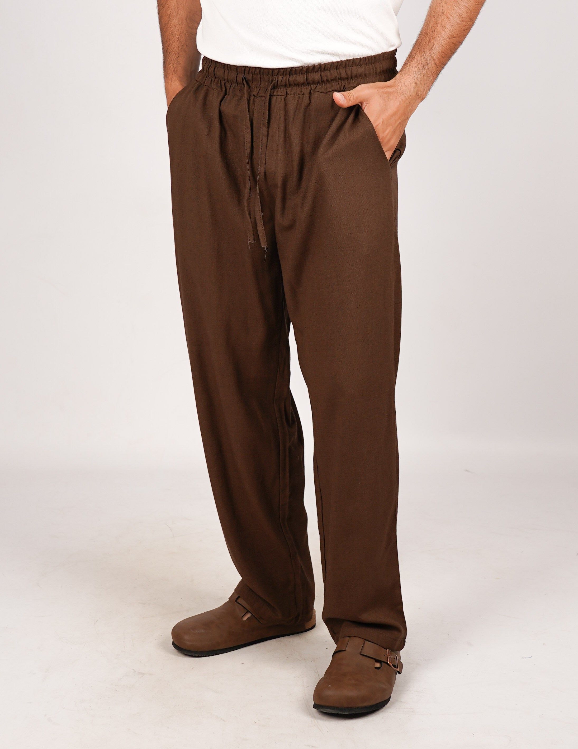Pantalone con elastico lino