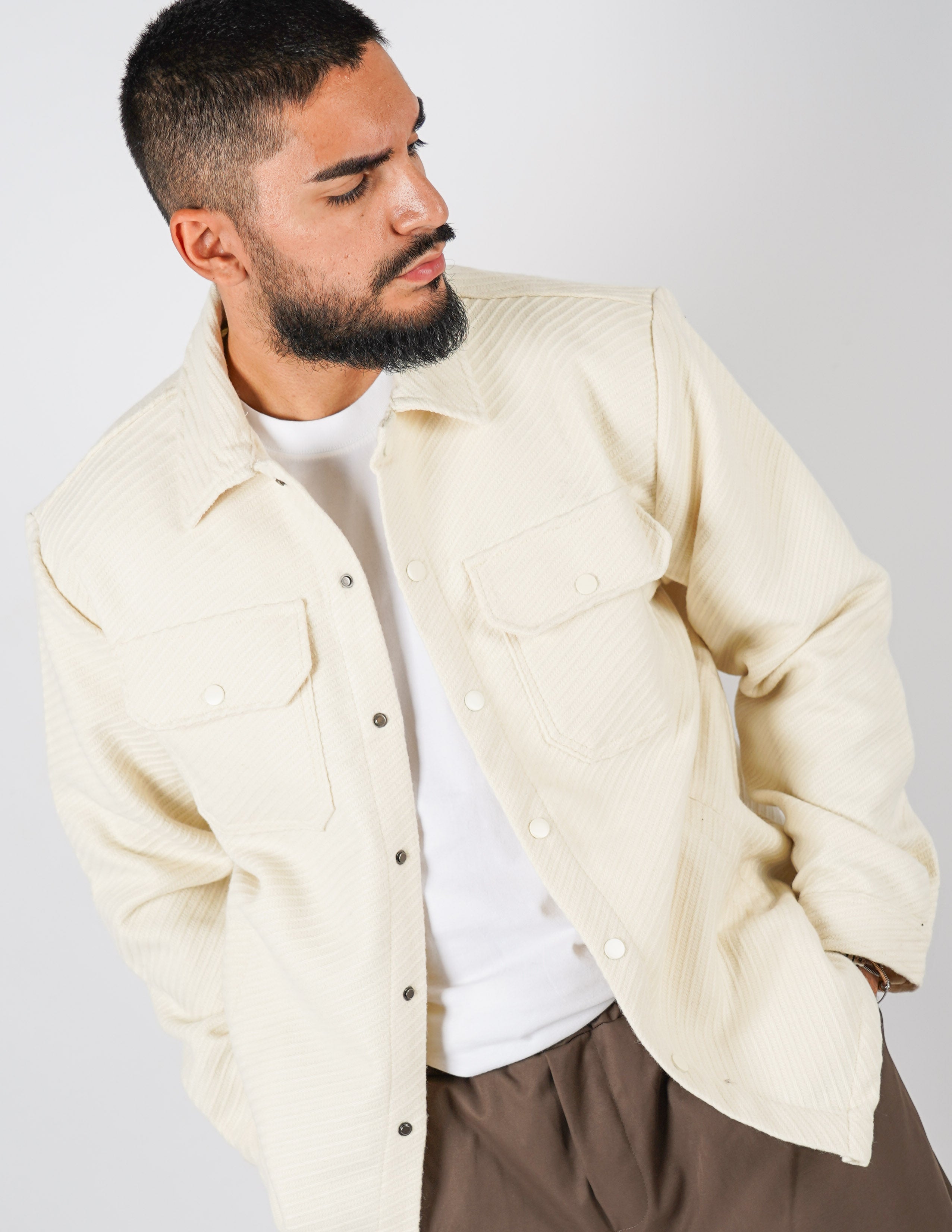 Overshirt in tessuto diagolane