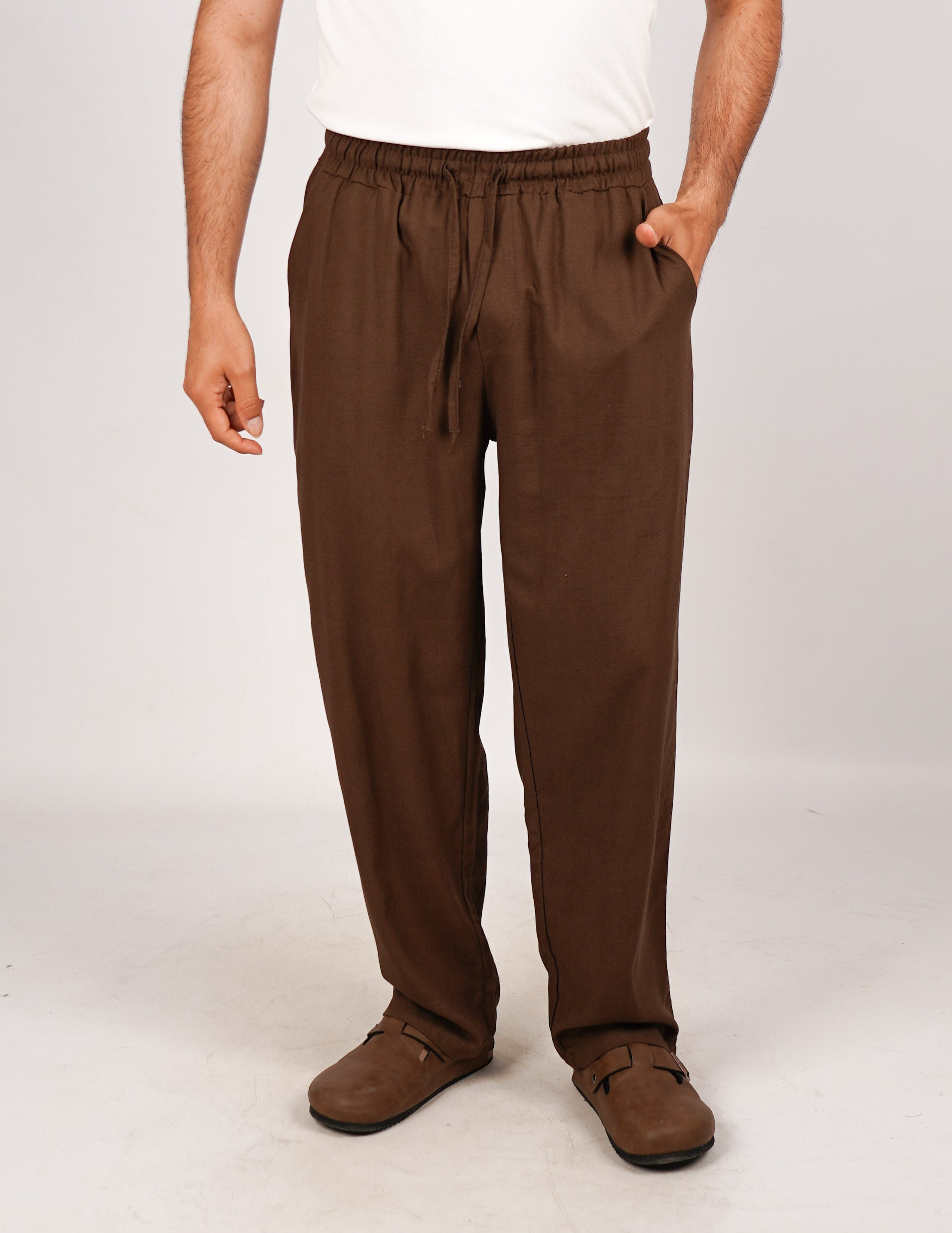 Pantalone con elastico lino