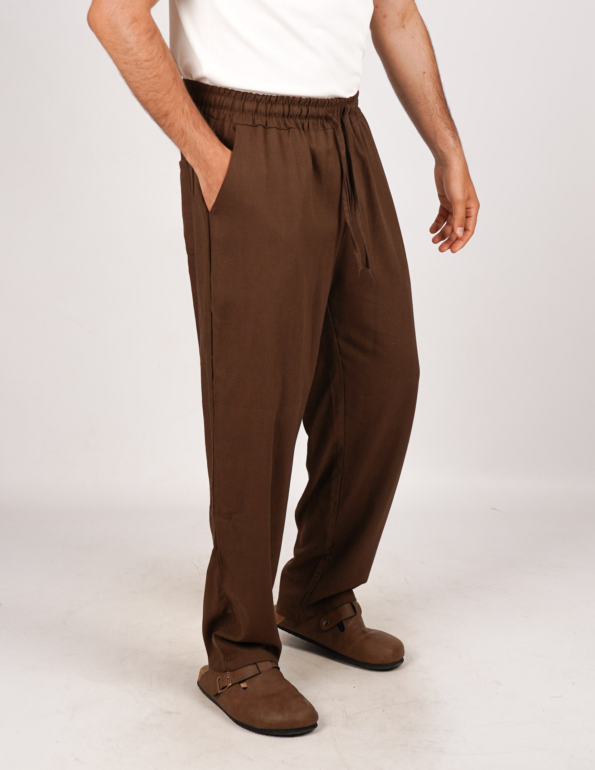 Pantalone con elastico lino