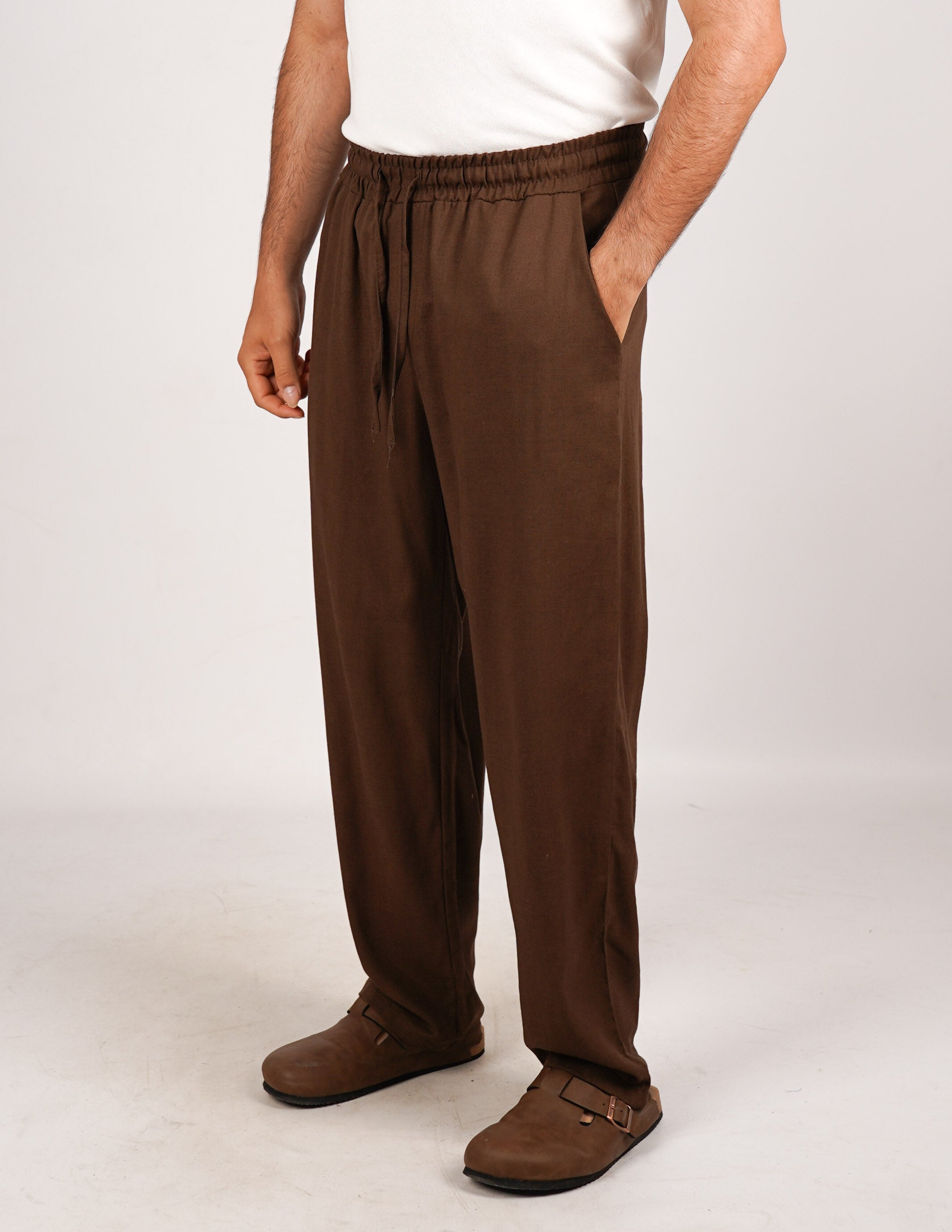 Pantalone con elastico lino