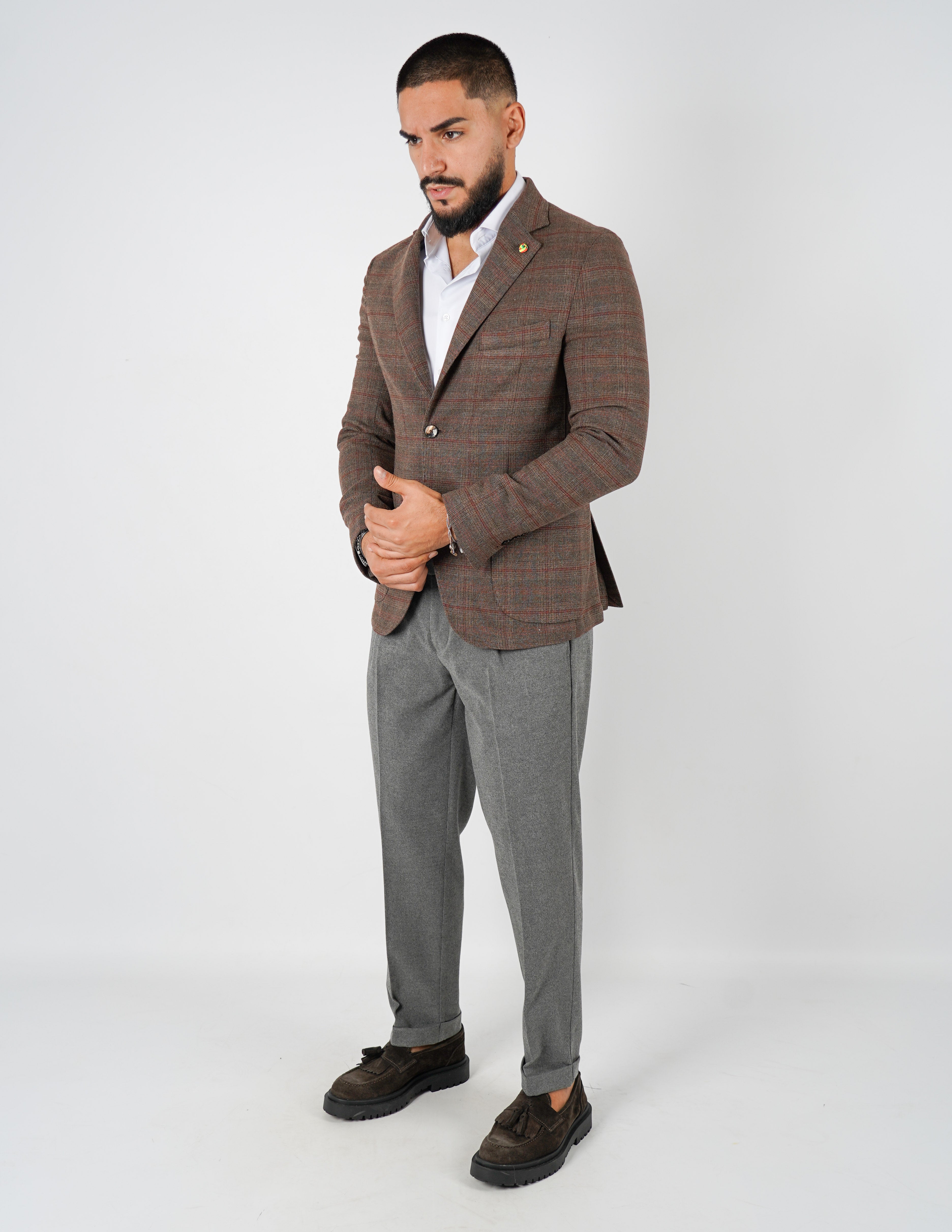 Abito monopetto a quadri