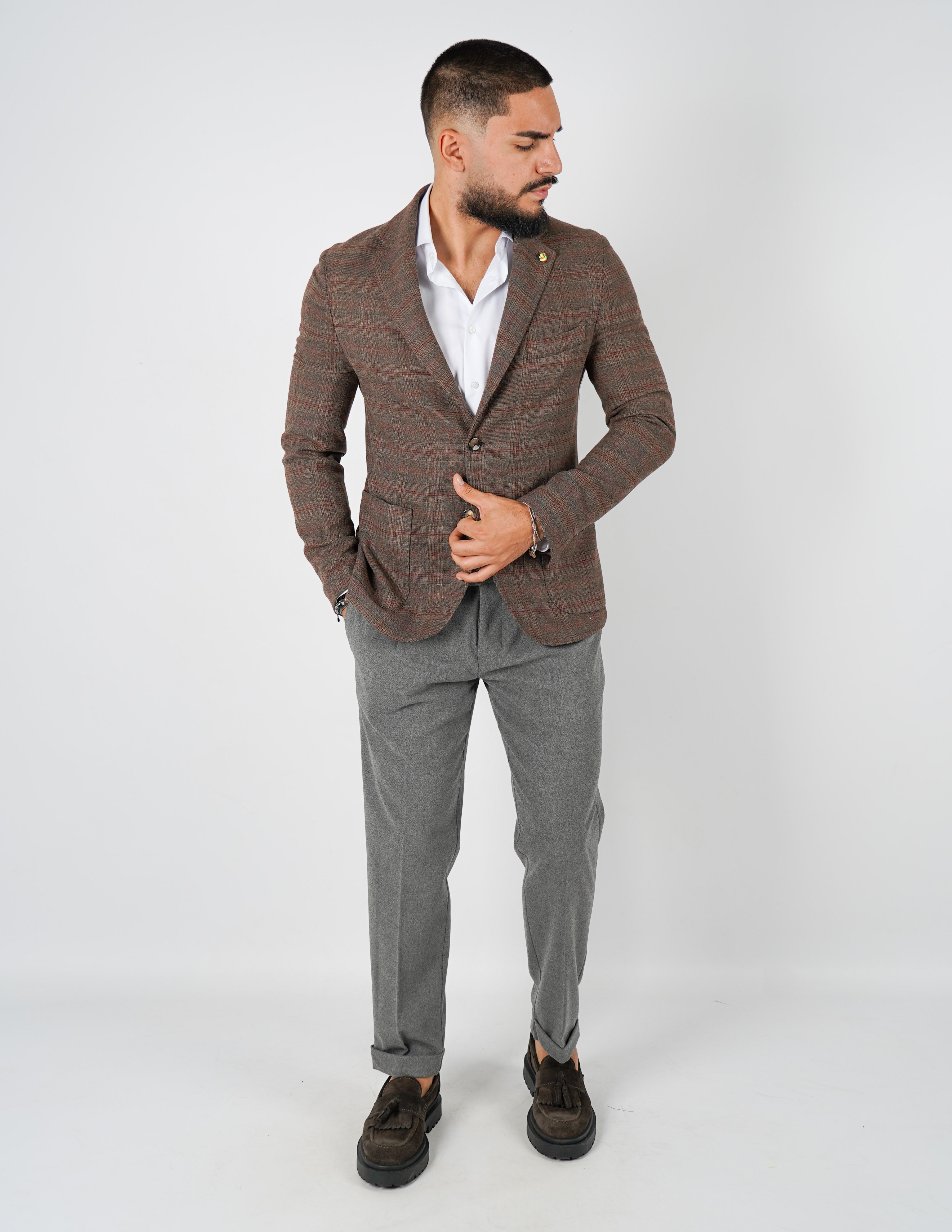 Abito monopetto a quadri