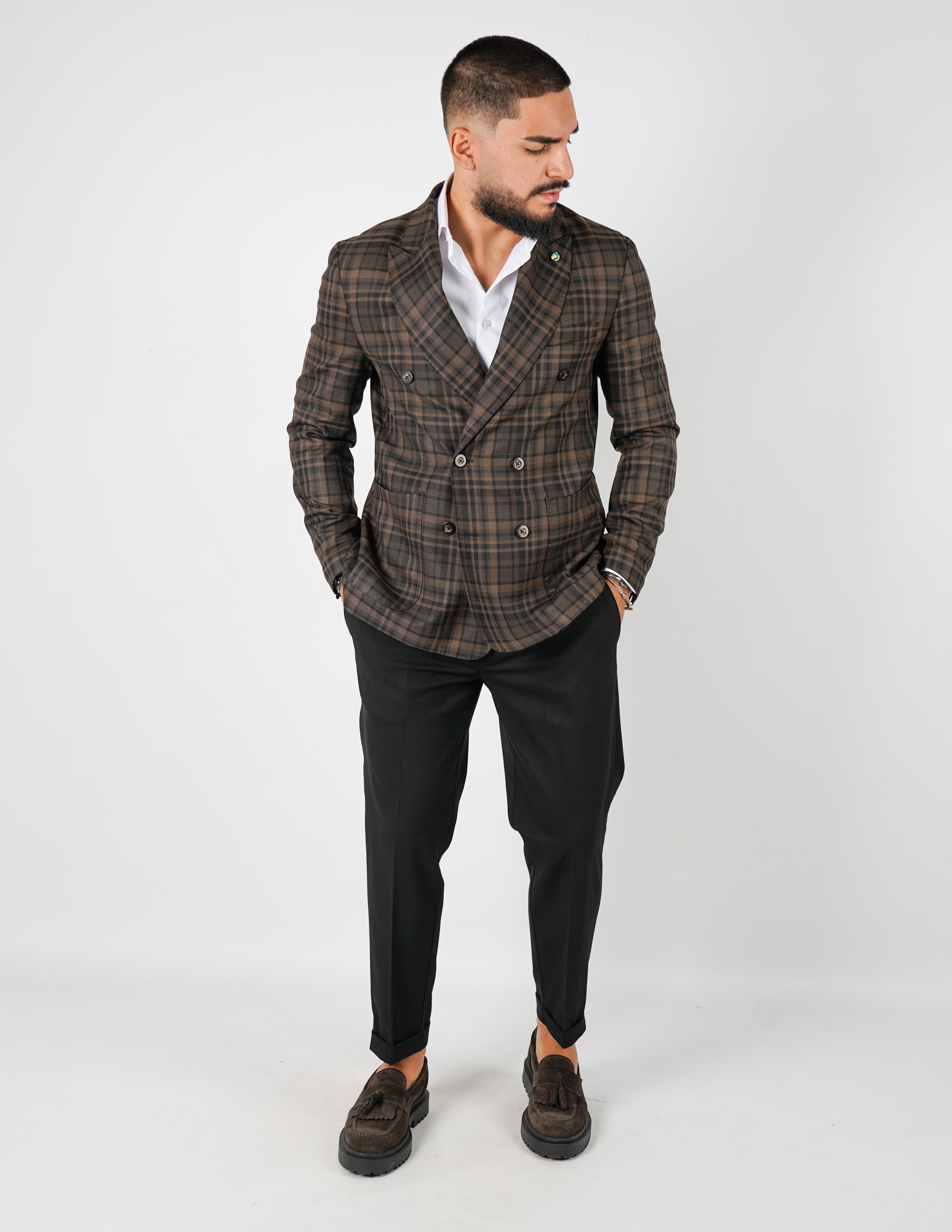 Abito doppiopetto a quadri