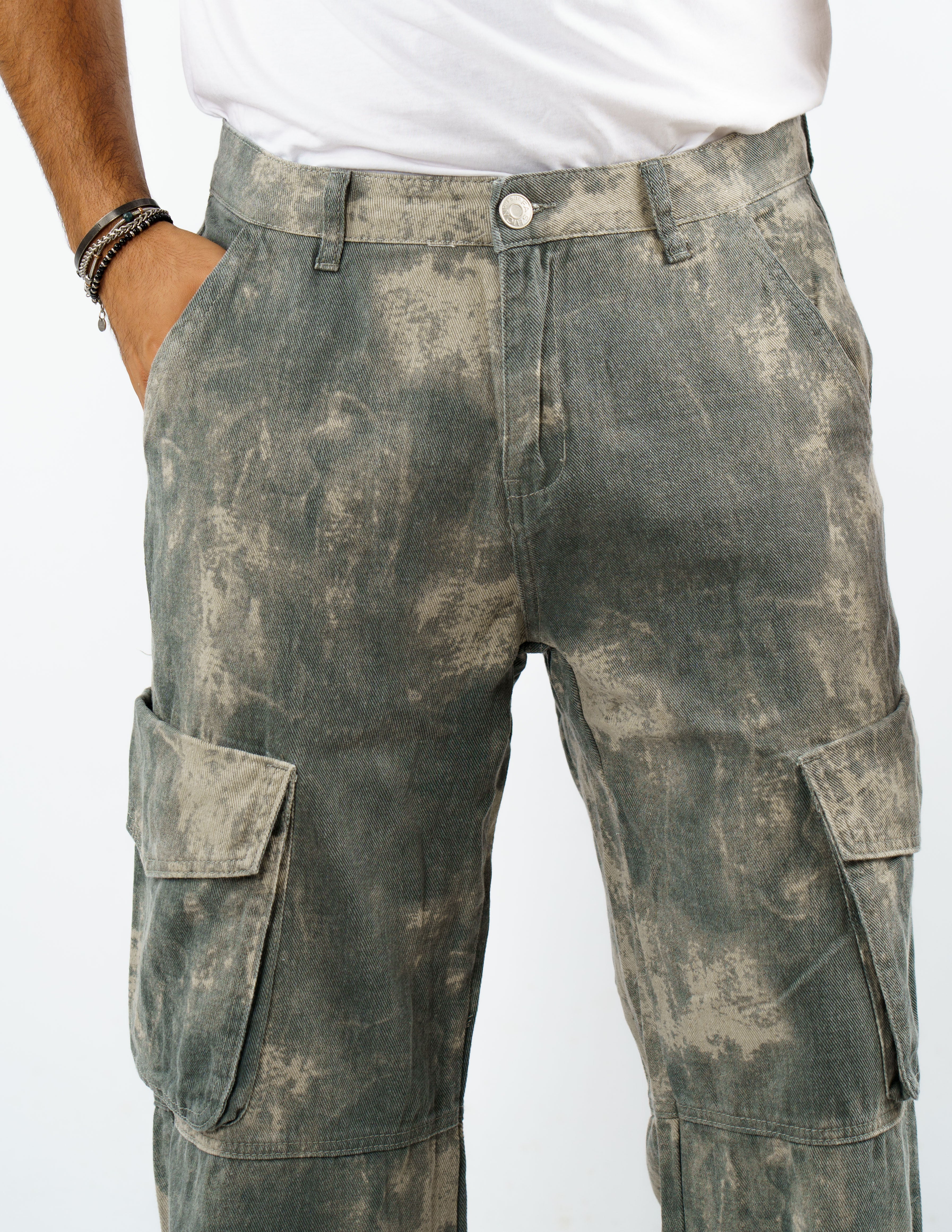 jeans  wide fit cargo denim slavato