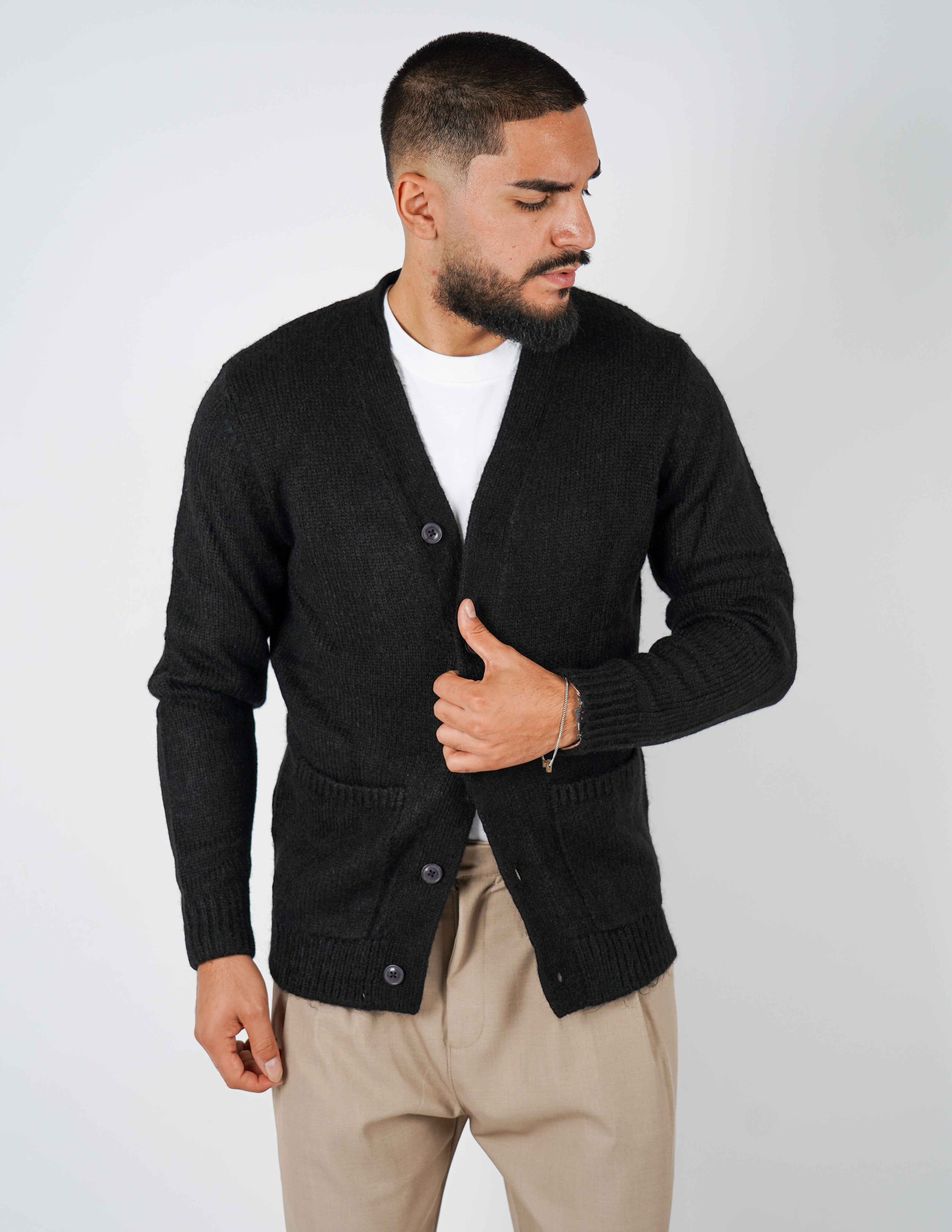 Cardigan in misto lana over d