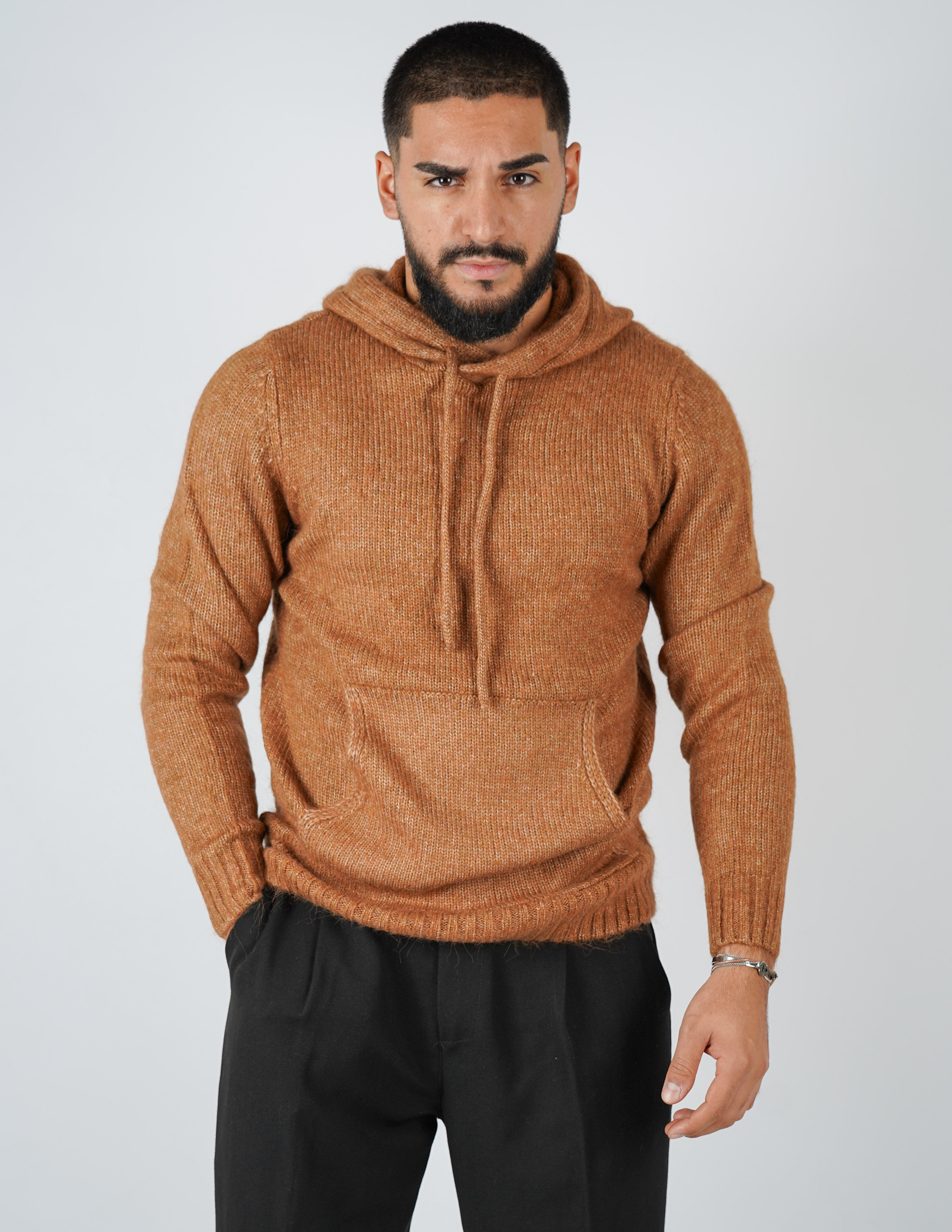 MAGLIONE IN MISTO LANA CON CAPPUCCIO