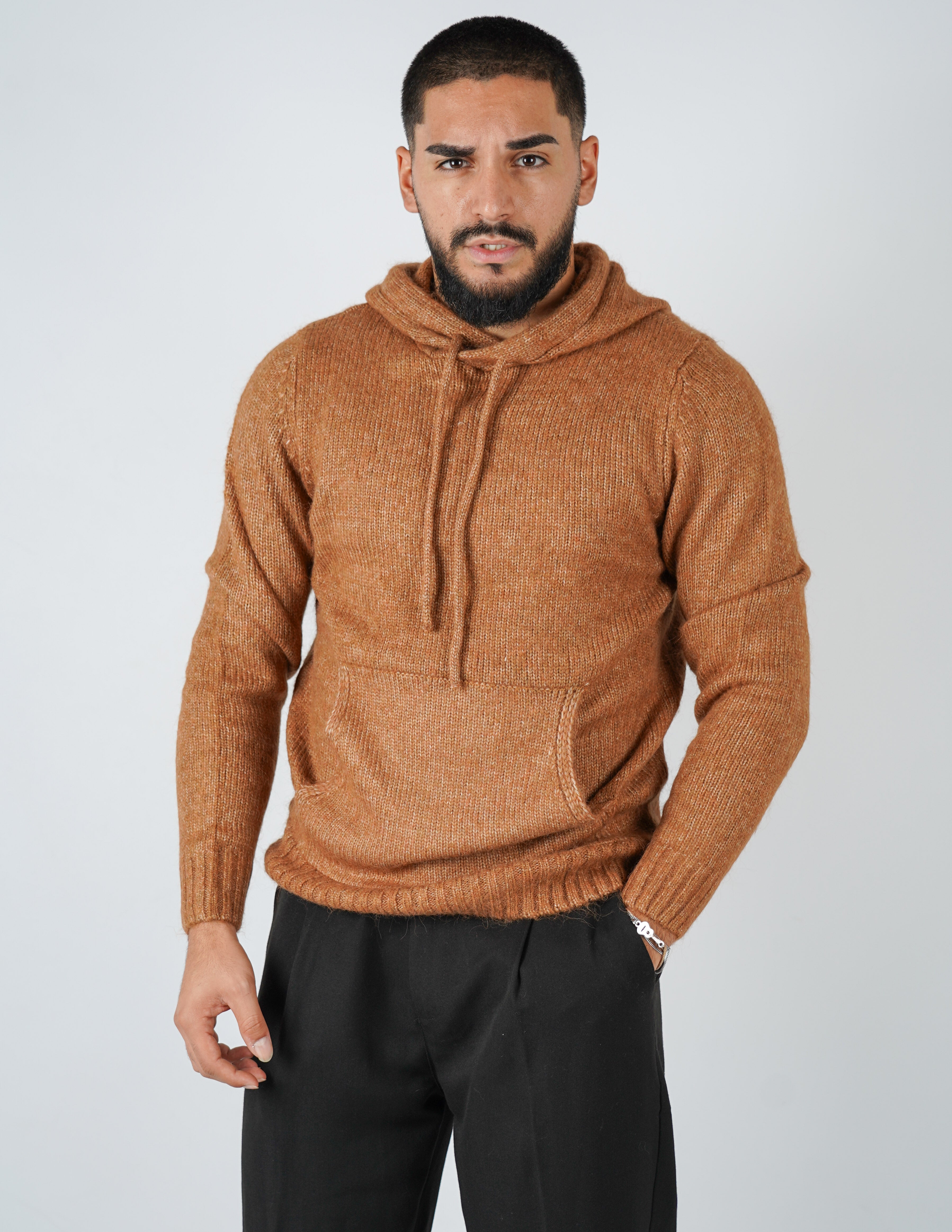 MAGLIONE IN MISTO LANA CON CAPPUCCIO