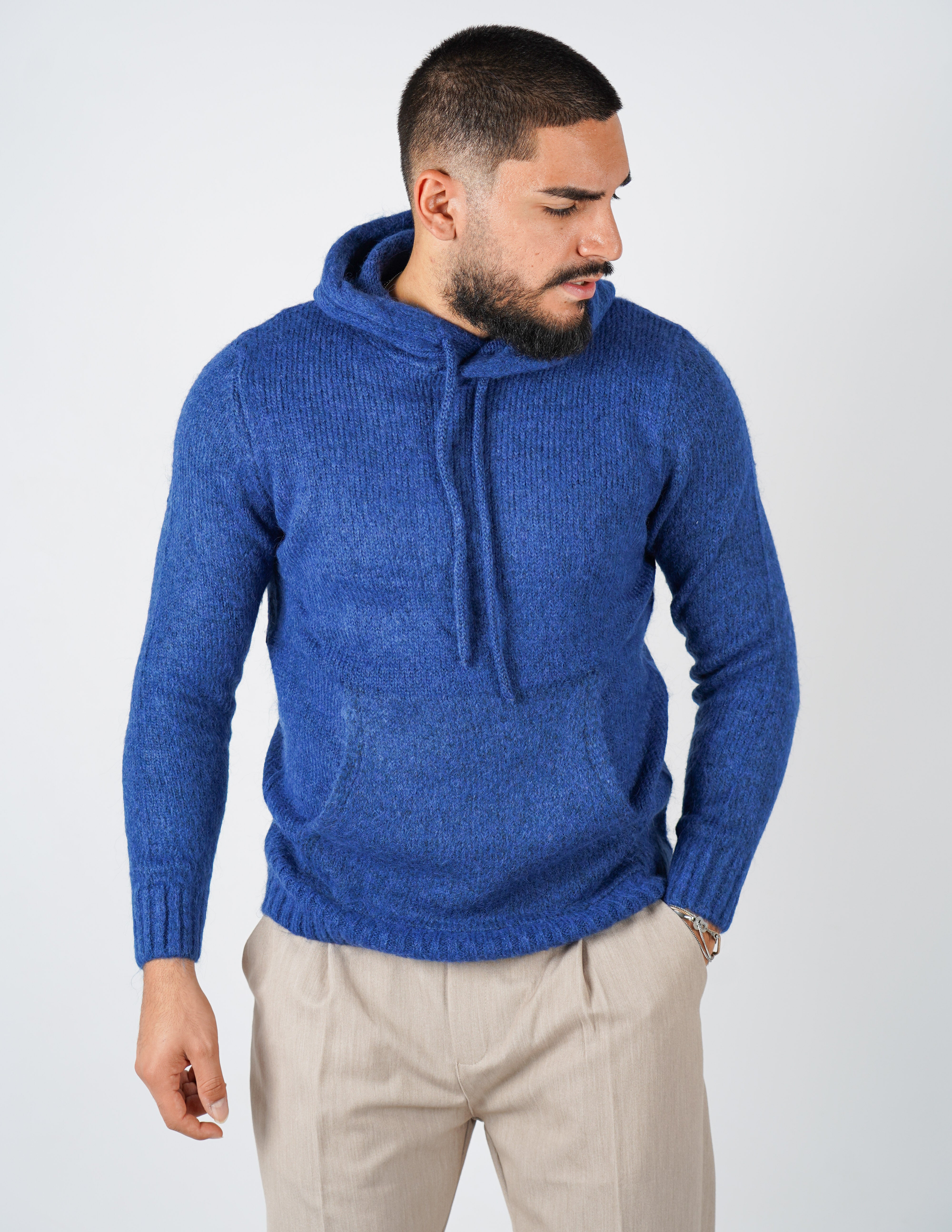 MAGLIONE IN MISTO LANA CON CAPPUCCIO