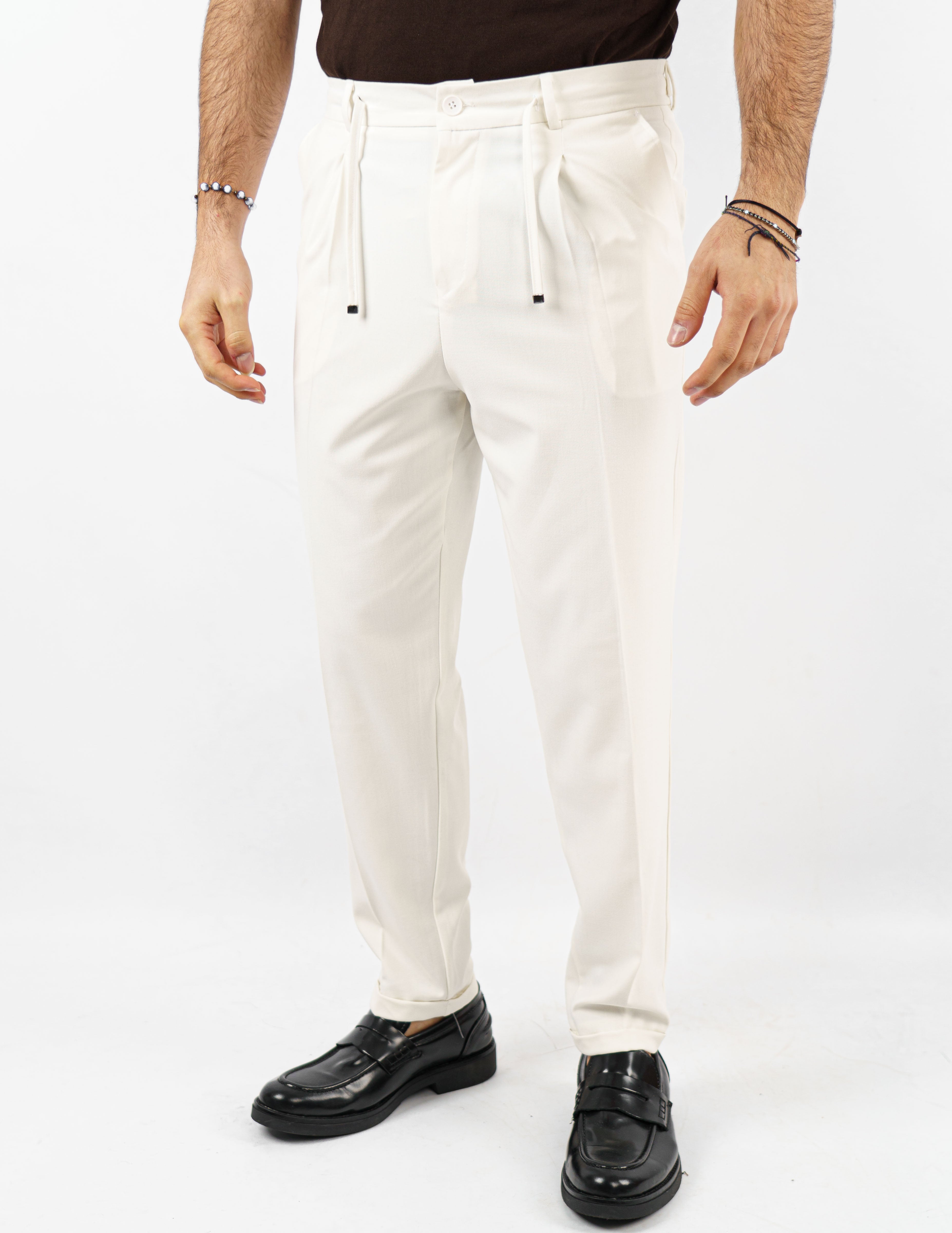 pantalone slim con elastico e laccio regolabile