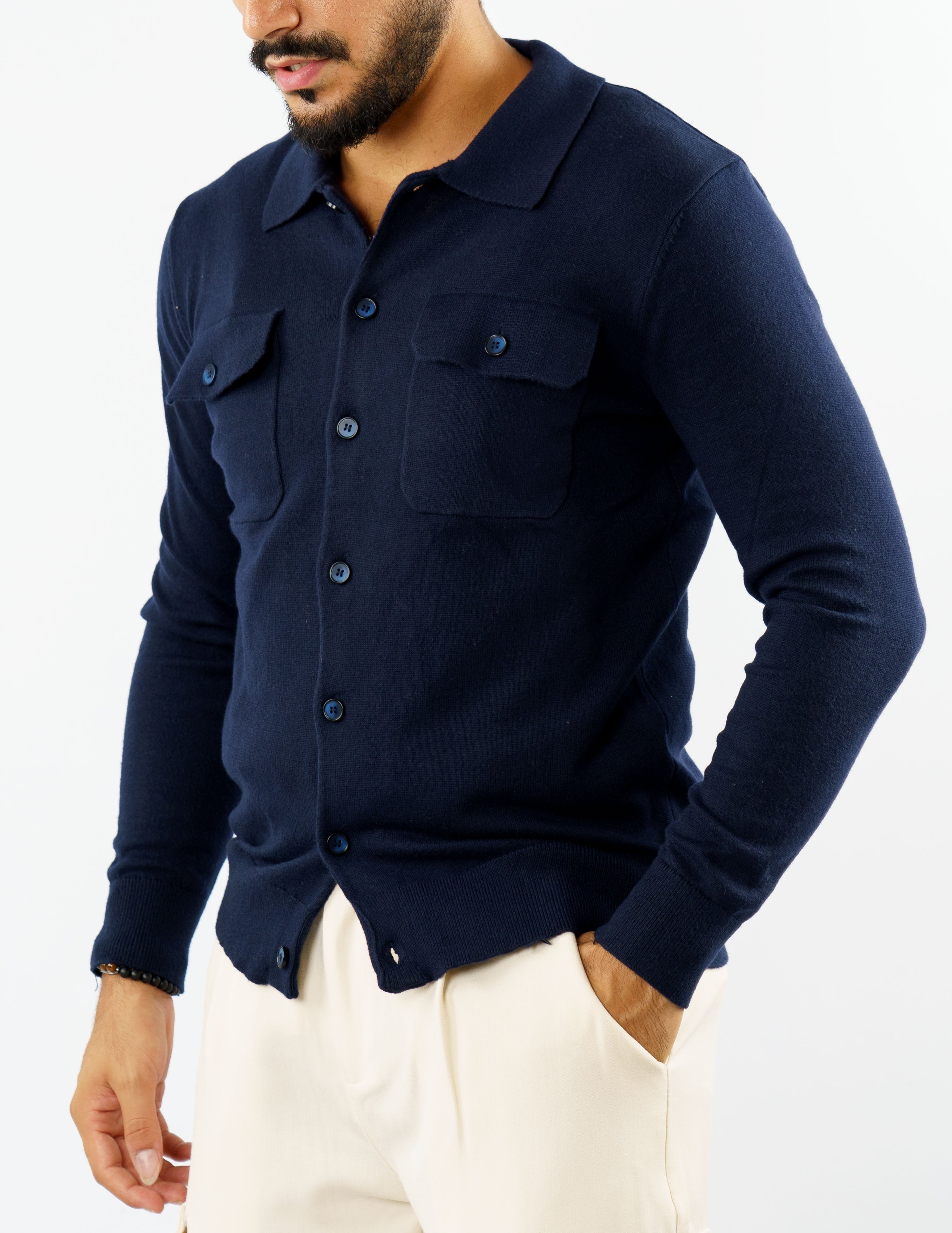 cardigan manica lunga collo polo