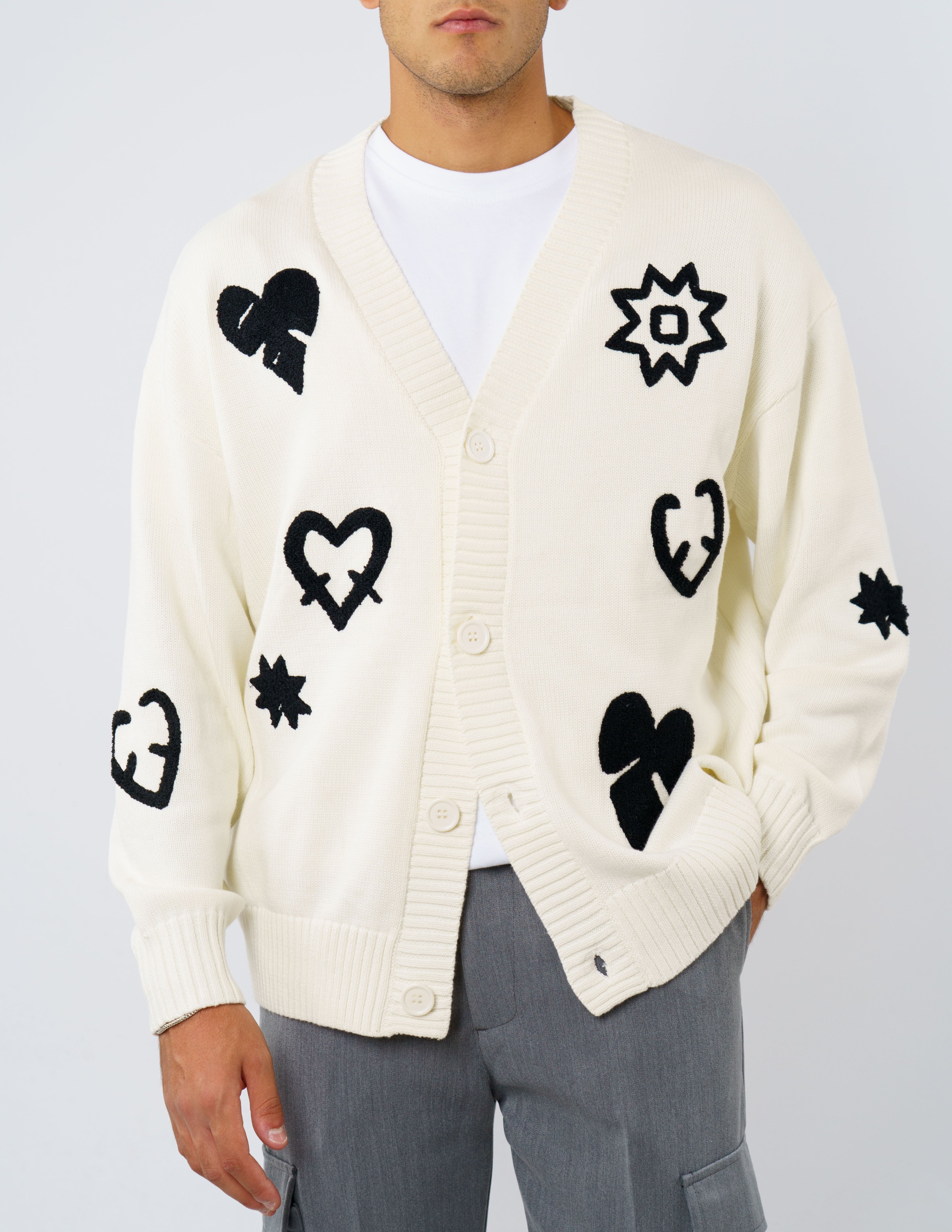 cardigan manica lunga con ricami