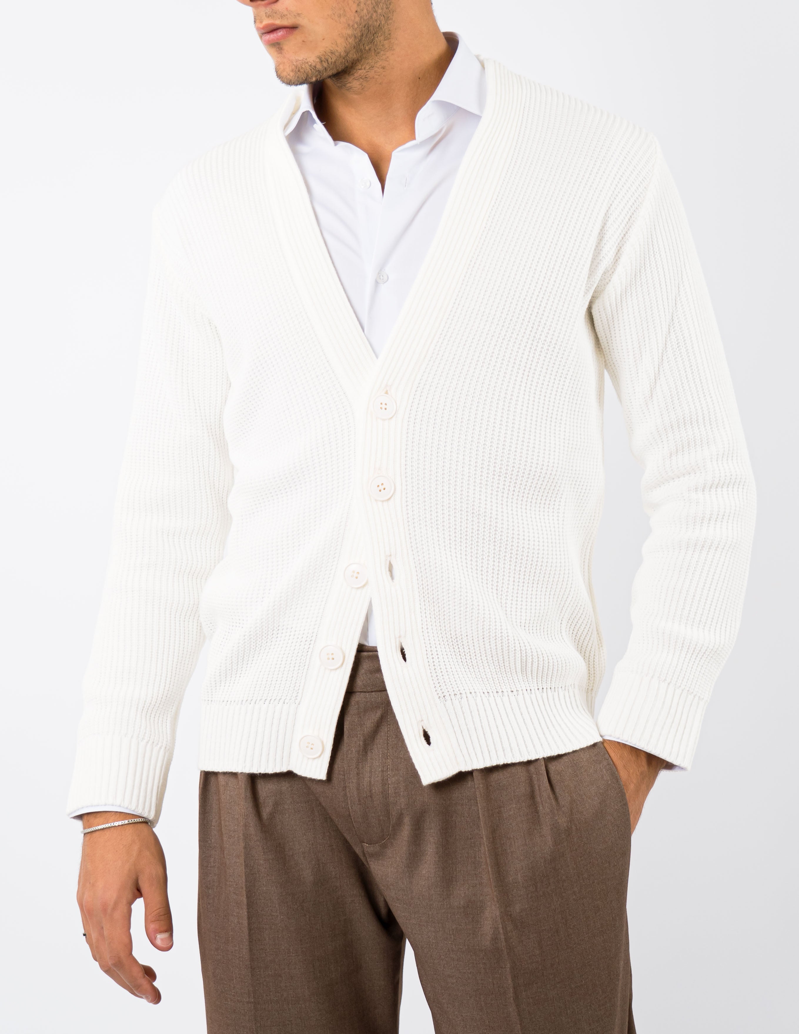 cardigan slim fit in misto lana