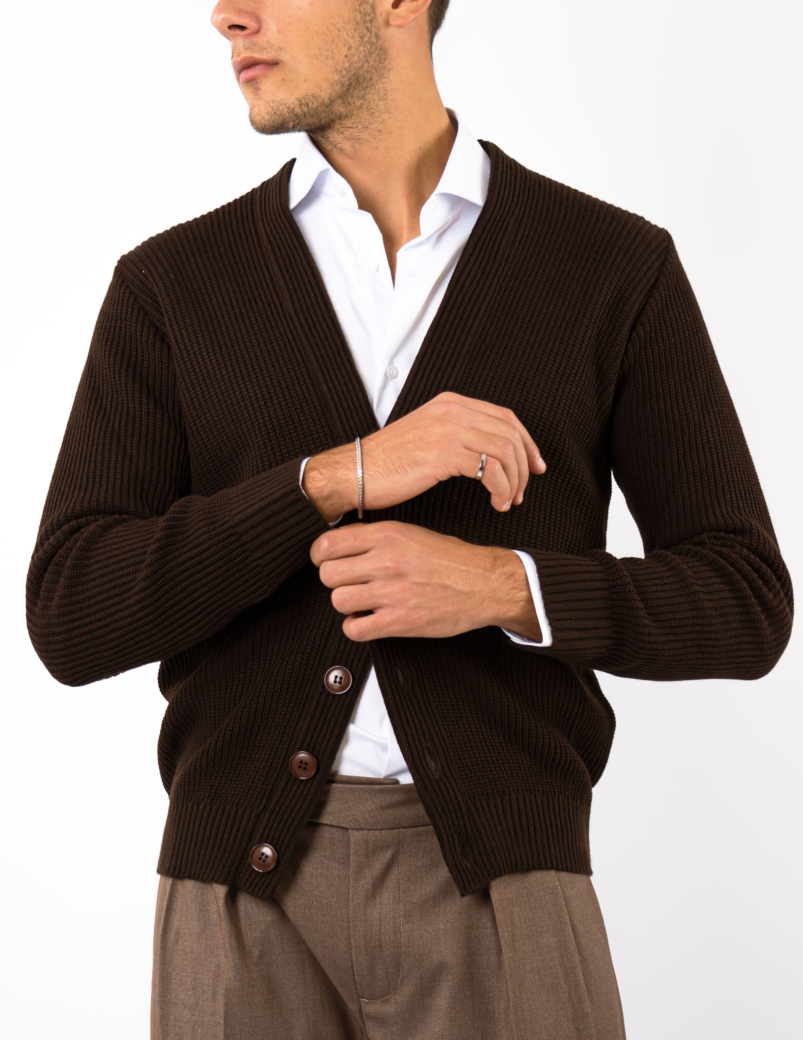 cardigan slim fit in misto lana