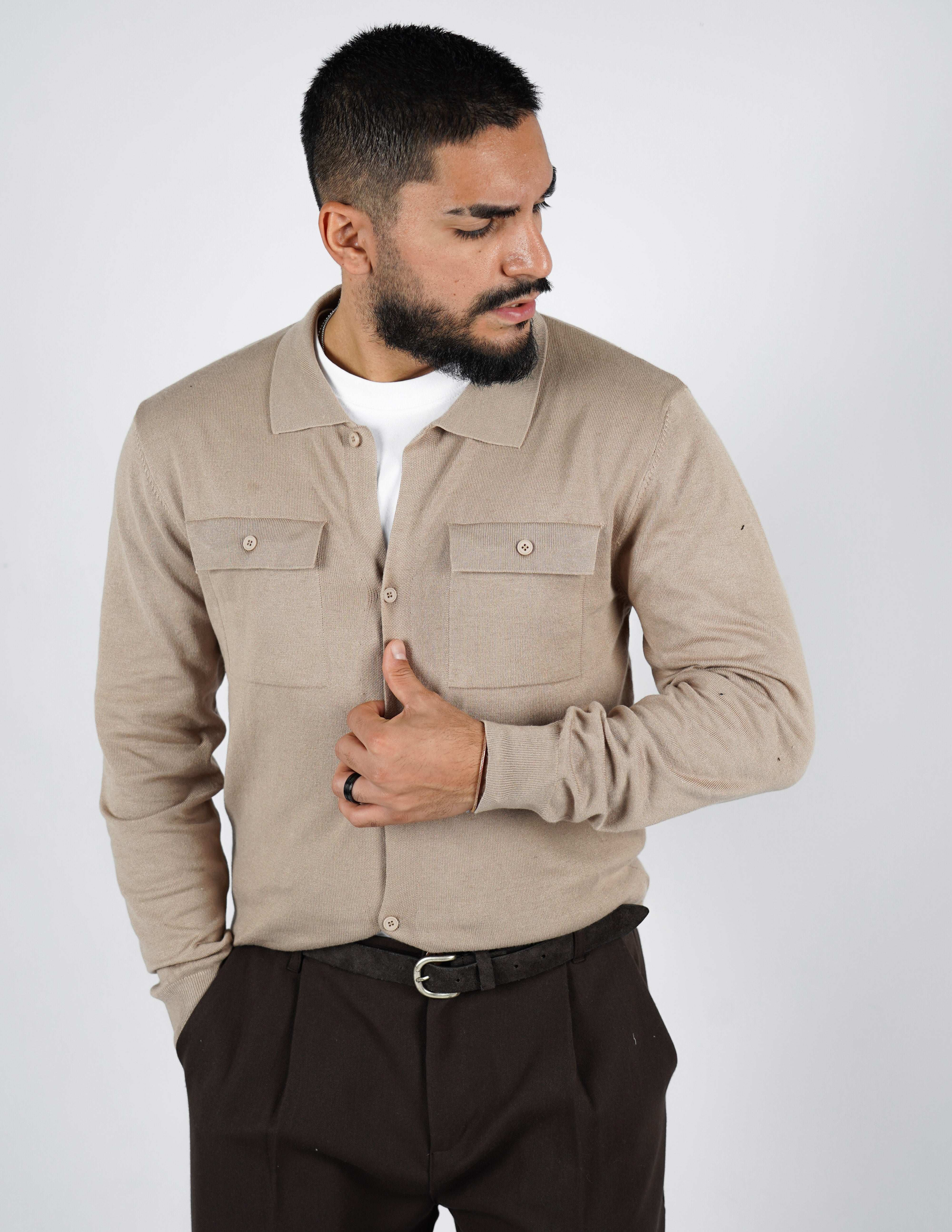 cardigan rasato con collo