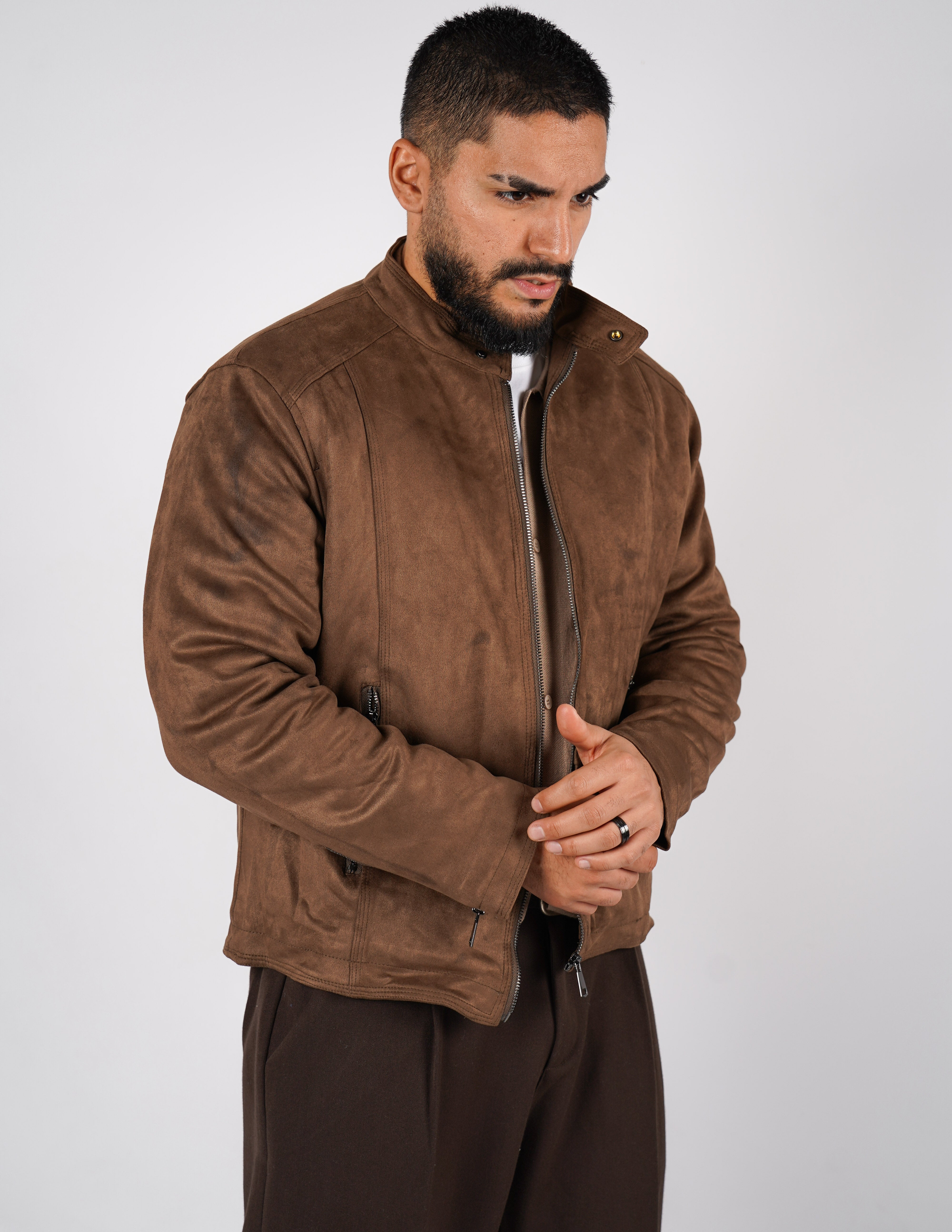 Giubbino in camoscio imbottito