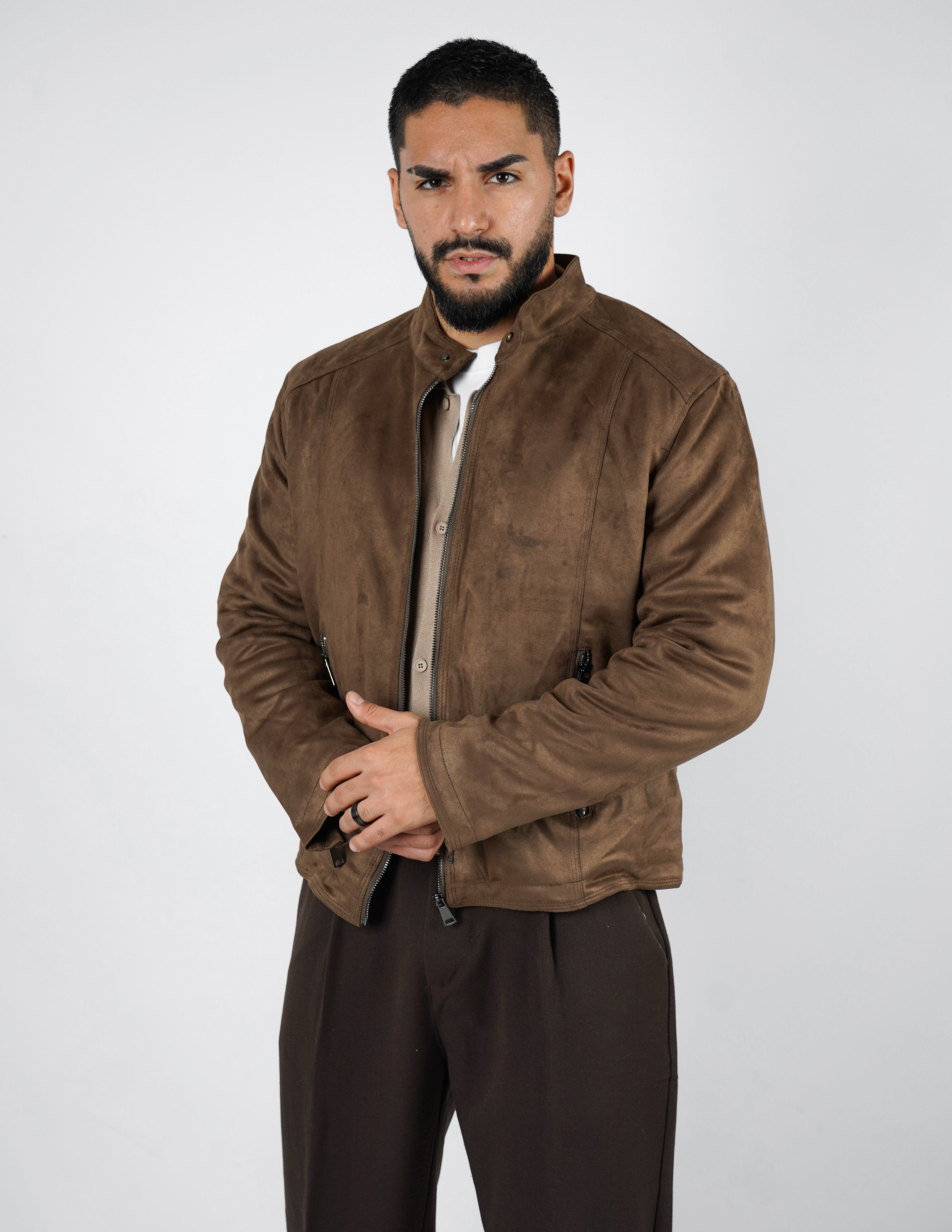 Giubbino in camoscio imbottito