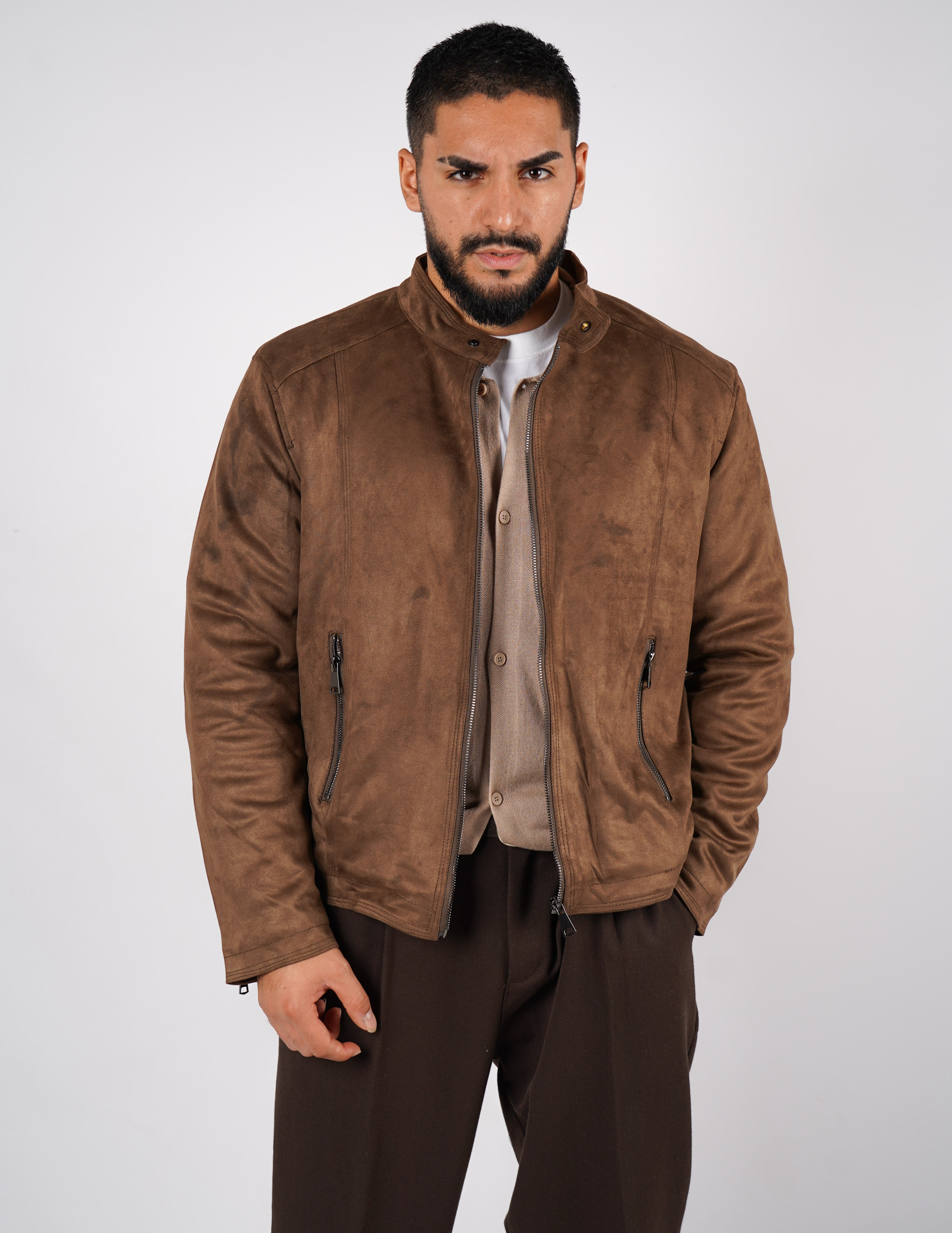 Giubbino in camoscio imbottito