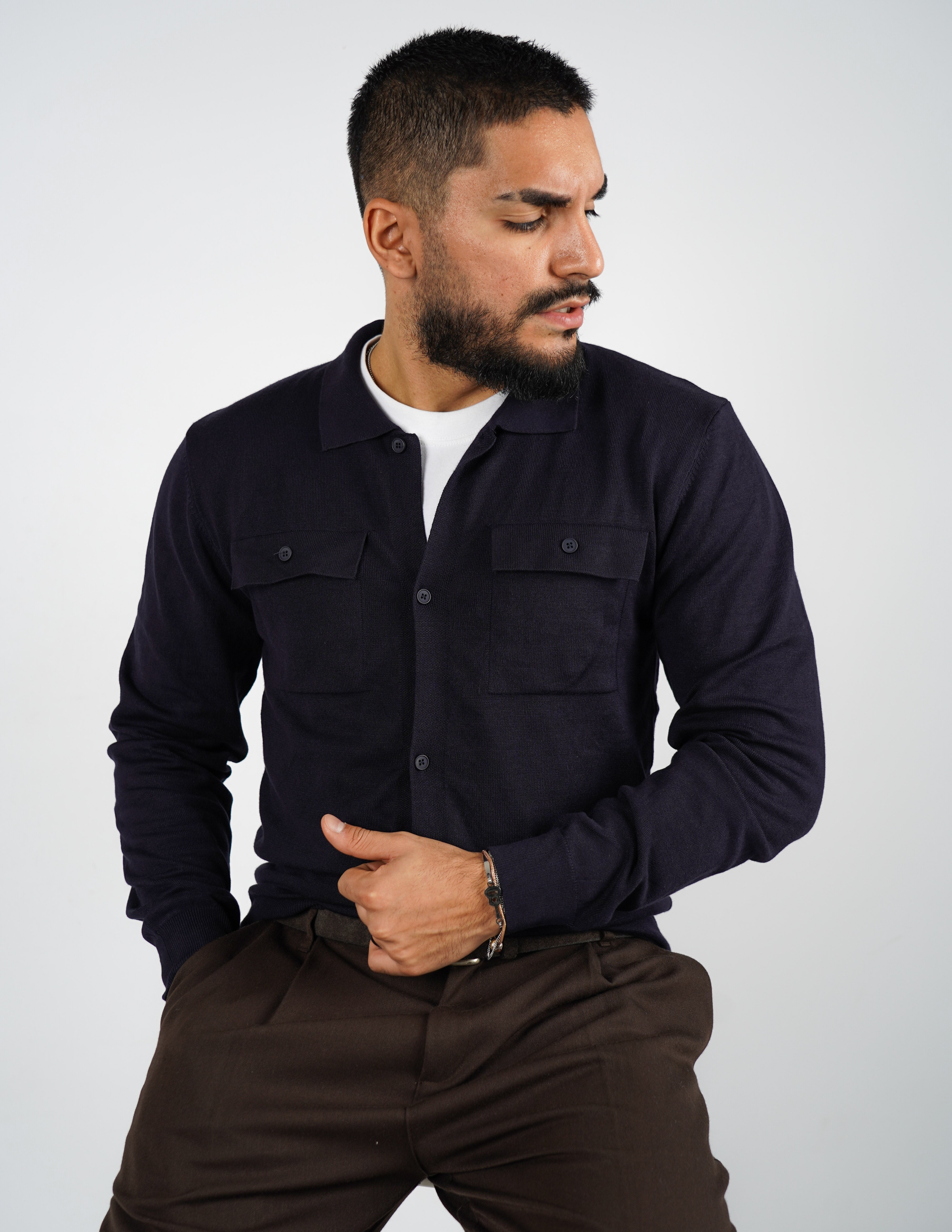 cardigan rasato con collo