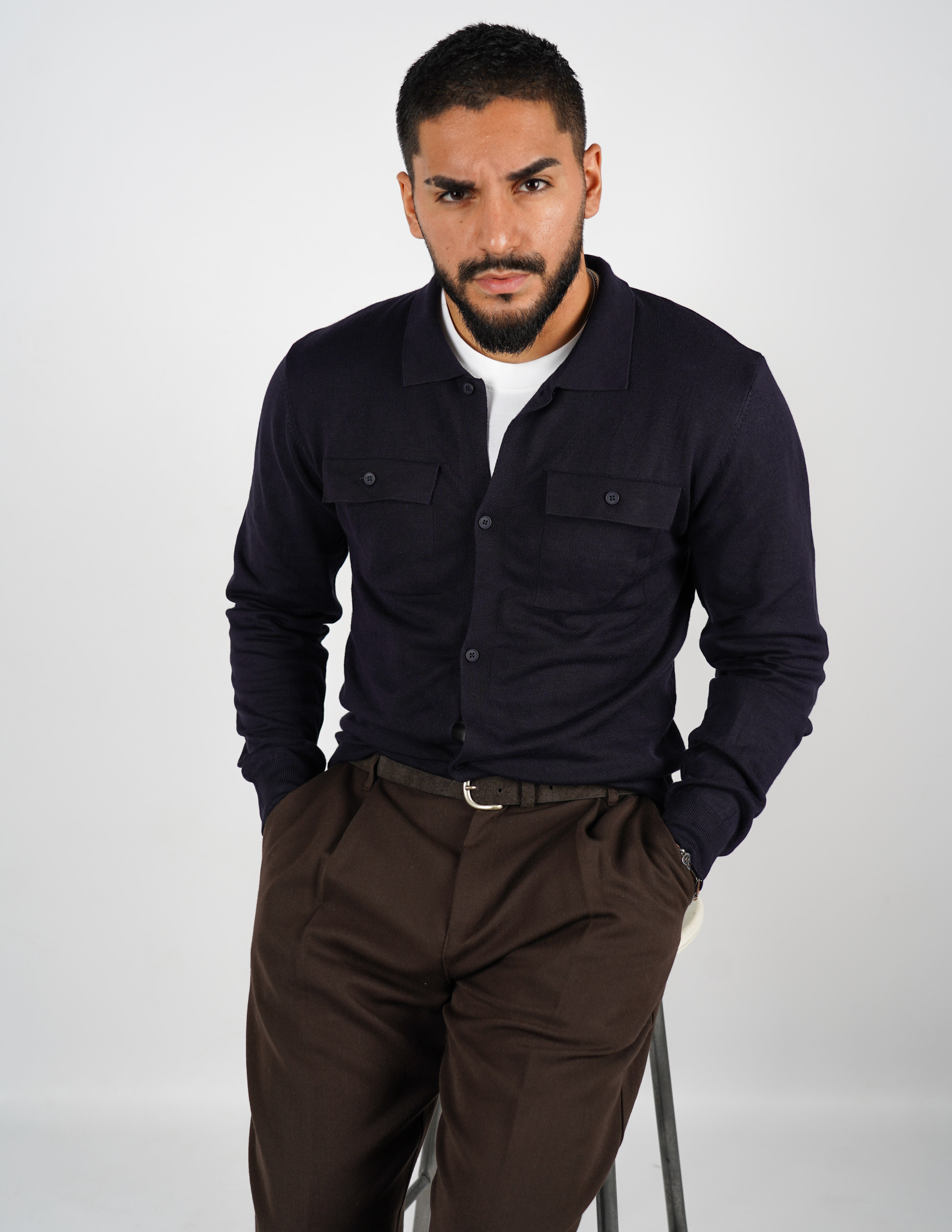 cardigan rasato con collo