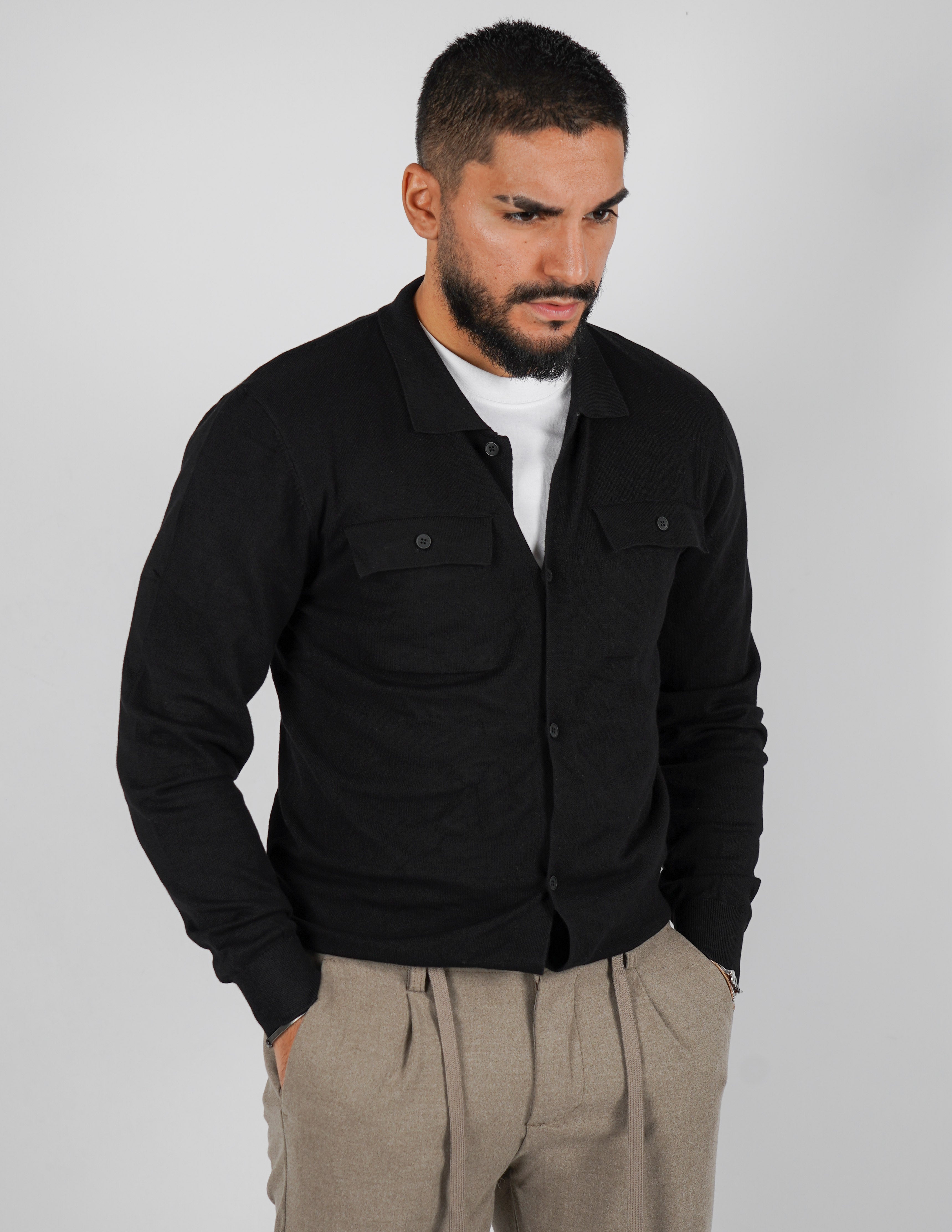 cardigan rasato con collo