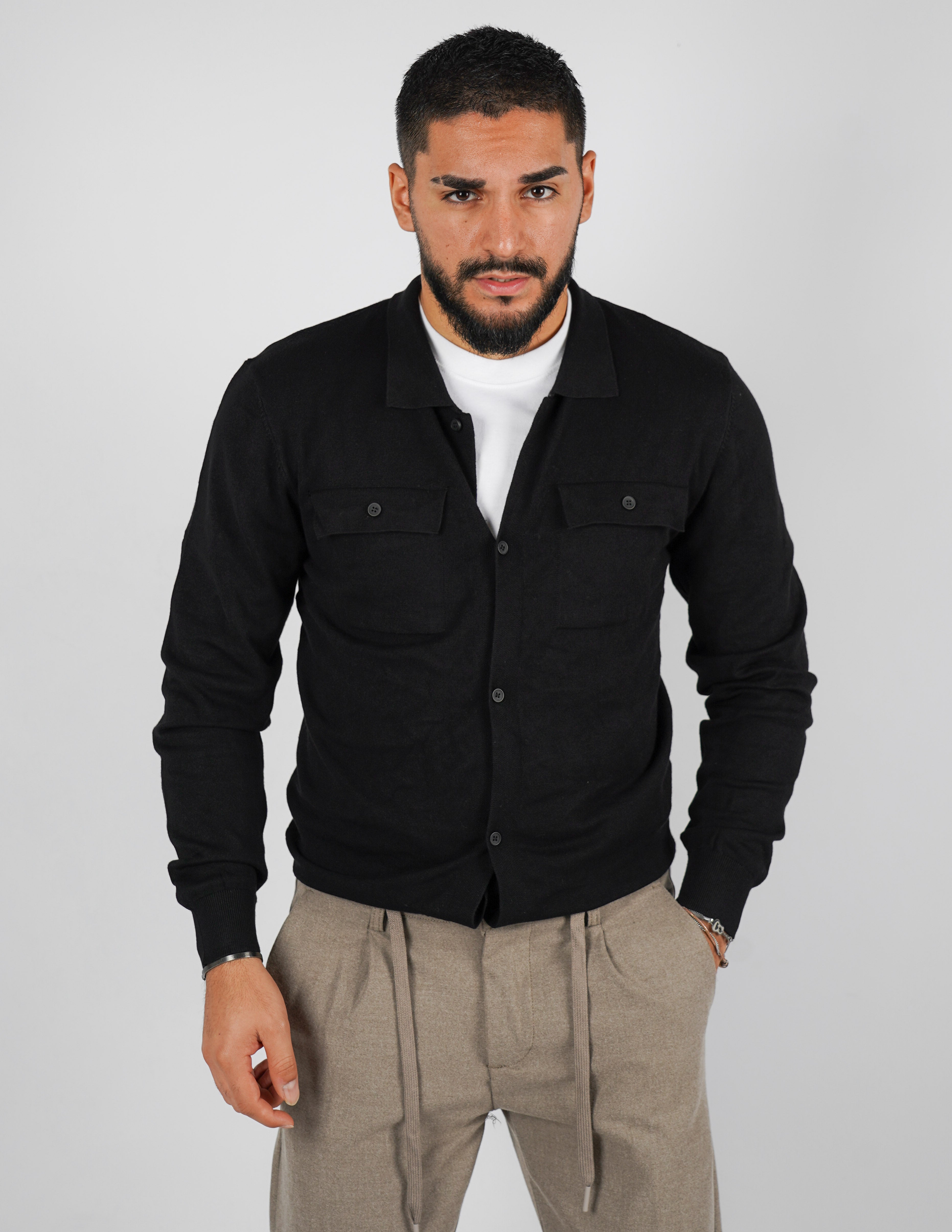 cardigan rasato con collo