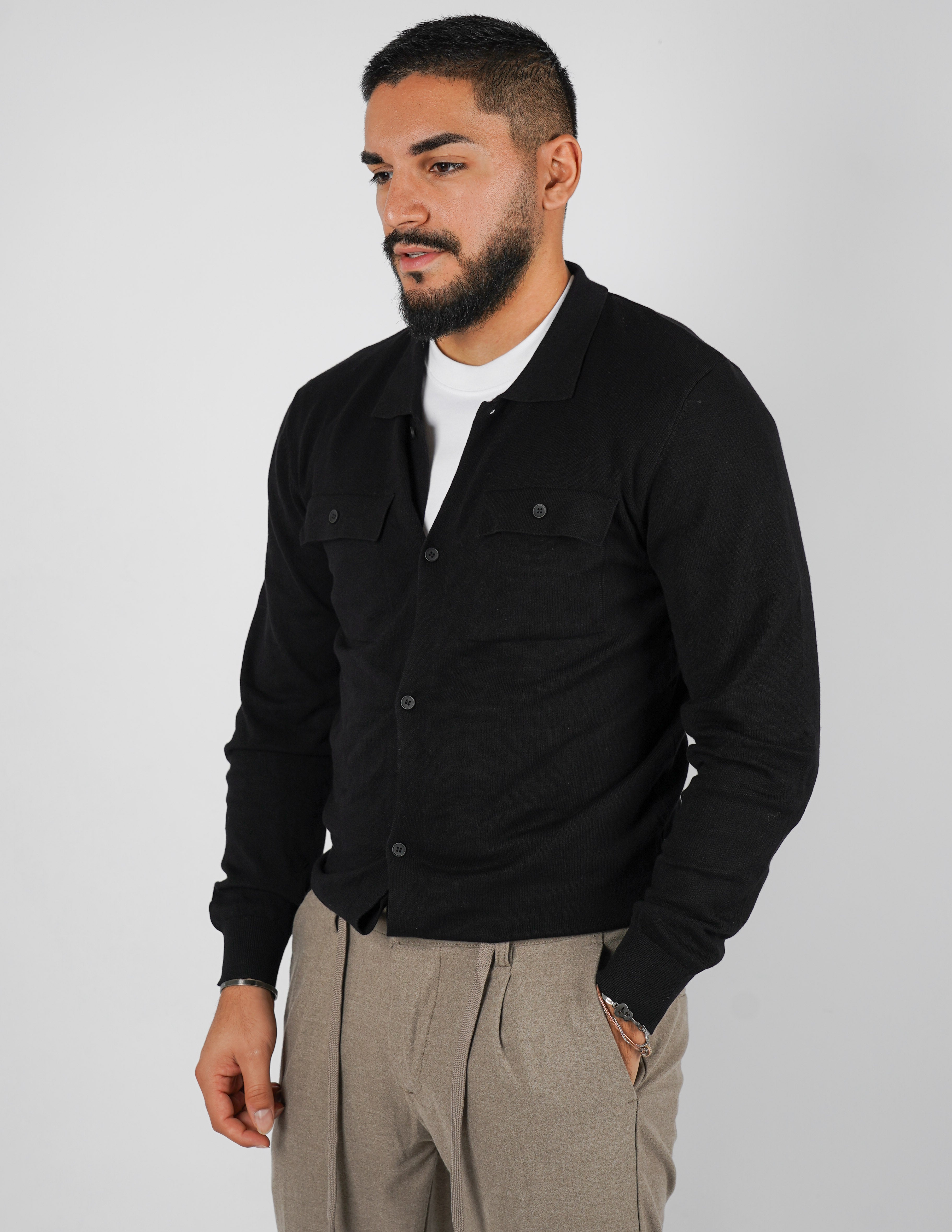 cardigan rasato con collo