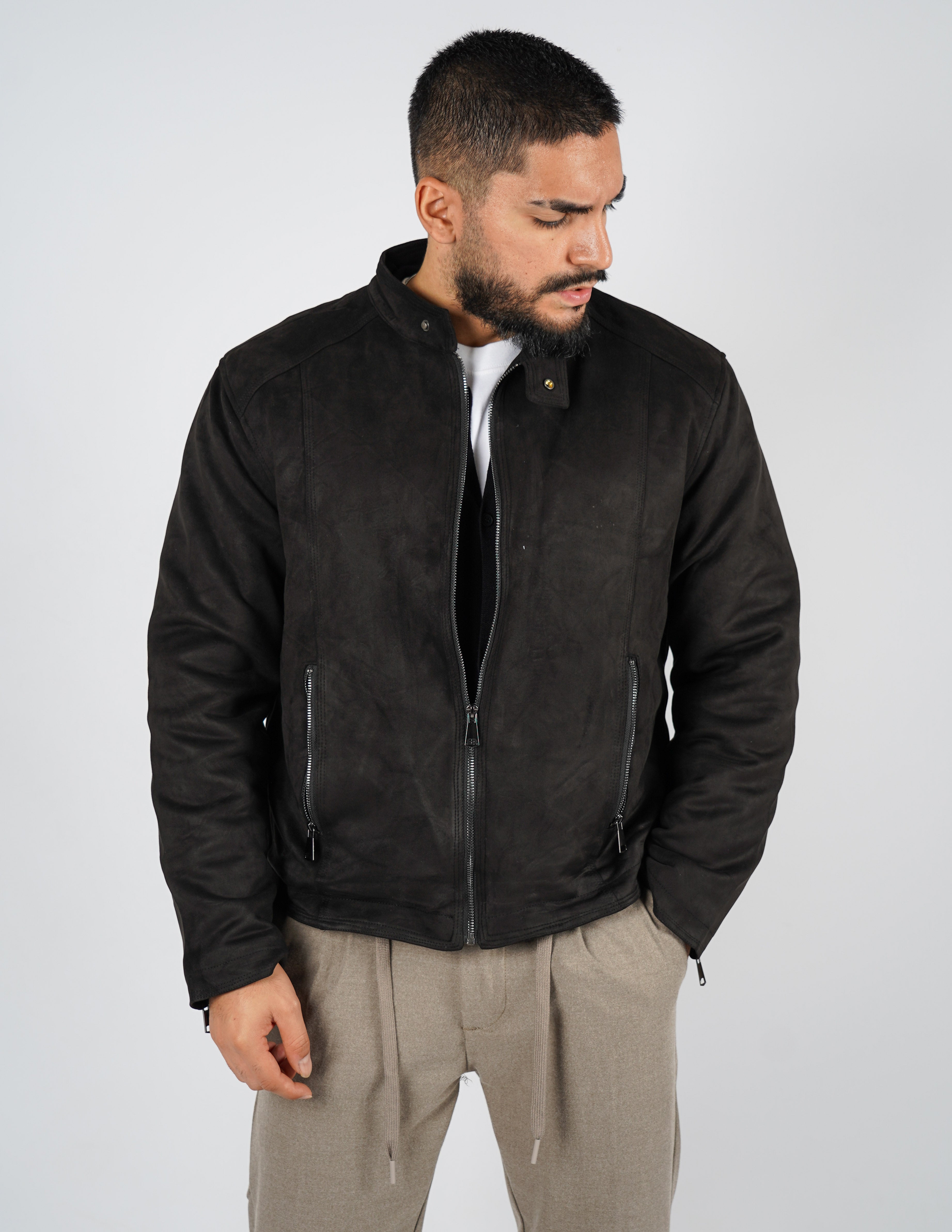 Giubbino in camoscio imbottito