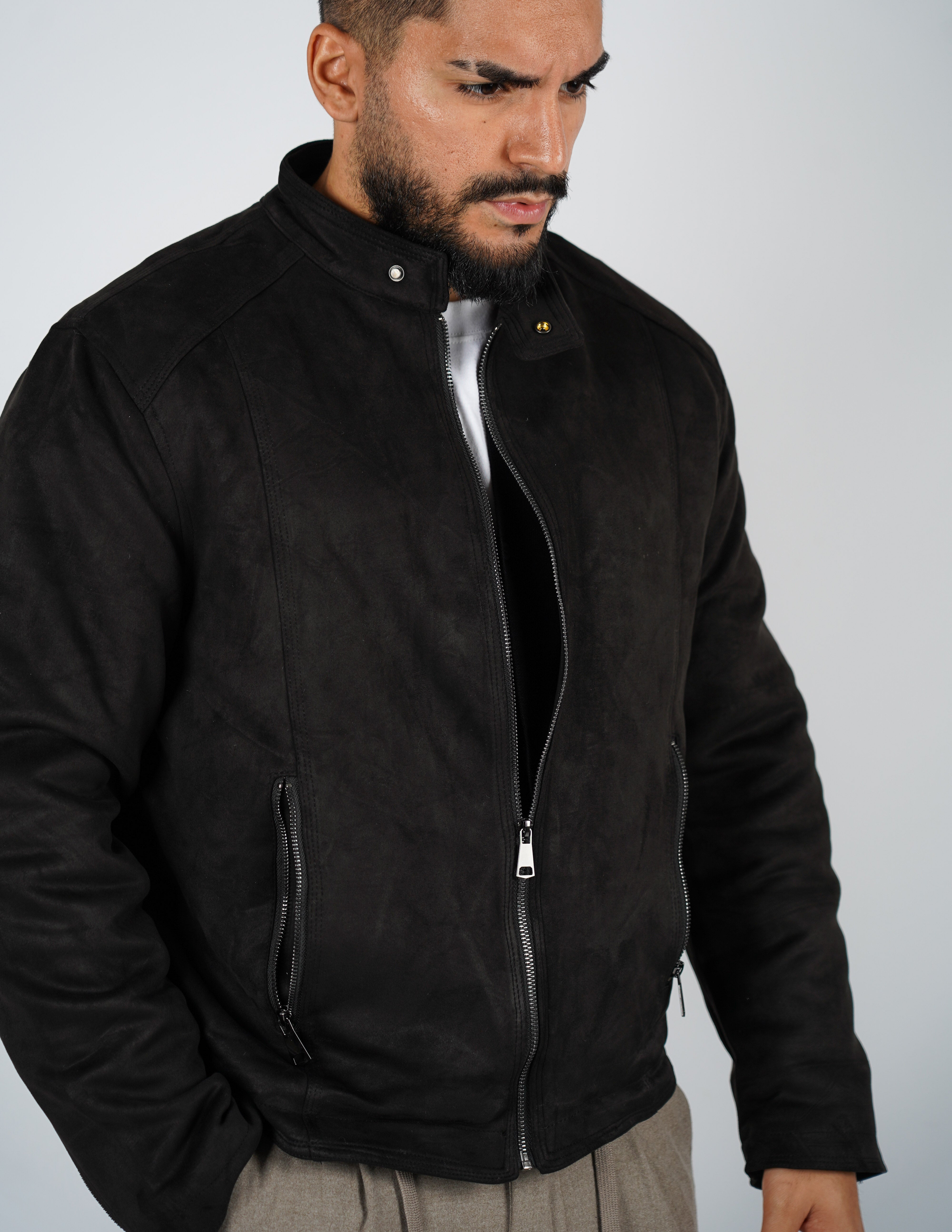 Giubbino in camoscio imbottito